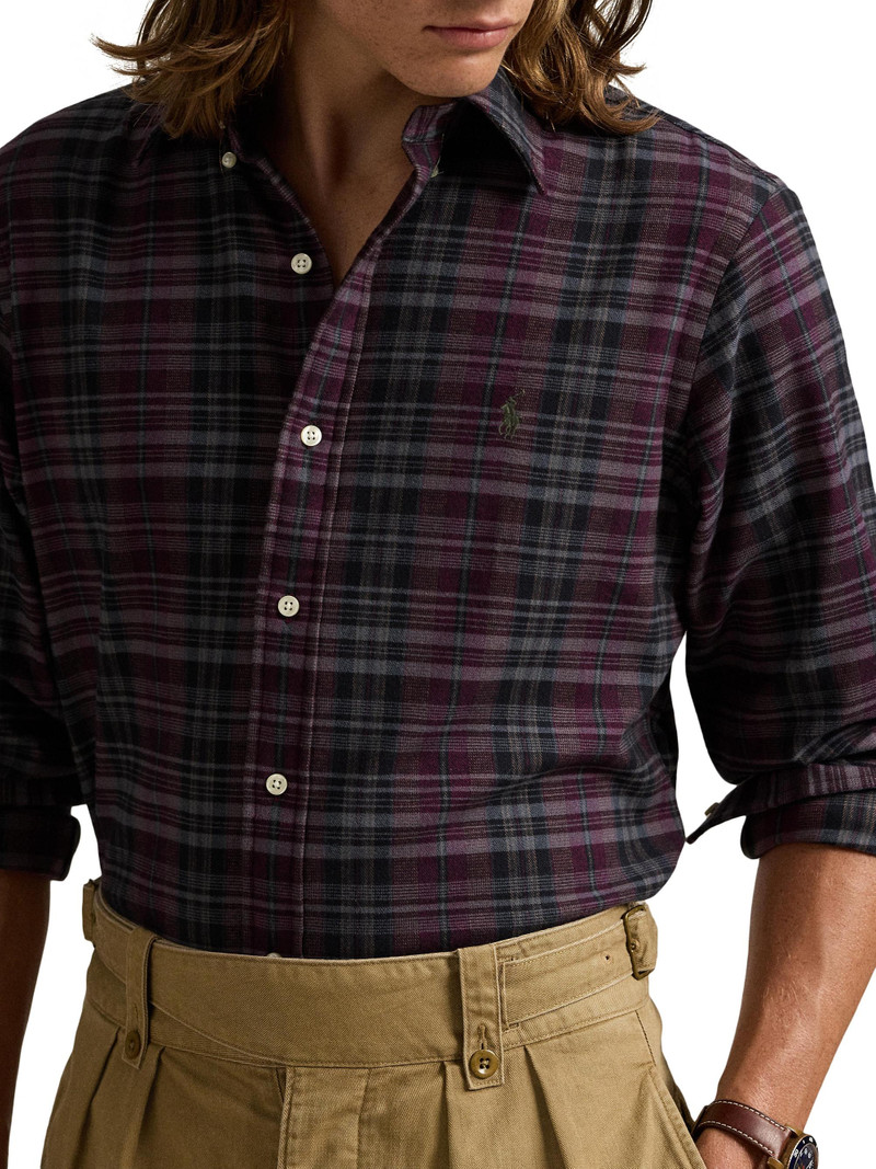 Men's Plaid Performance Twill Shirt - Wine Black Multi 5