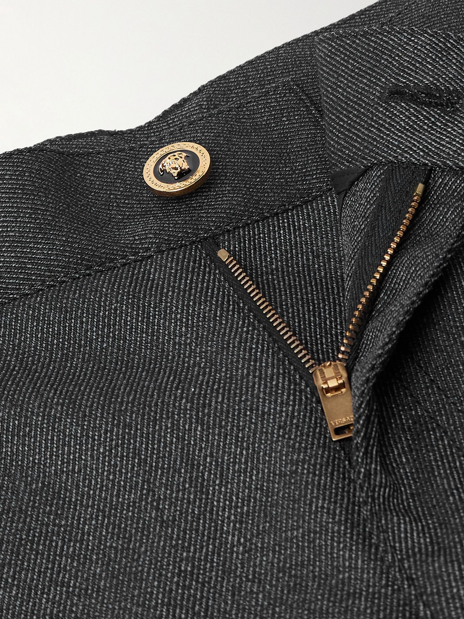 Straight-Leg Wool-Mouliné Trouser Gray - 6