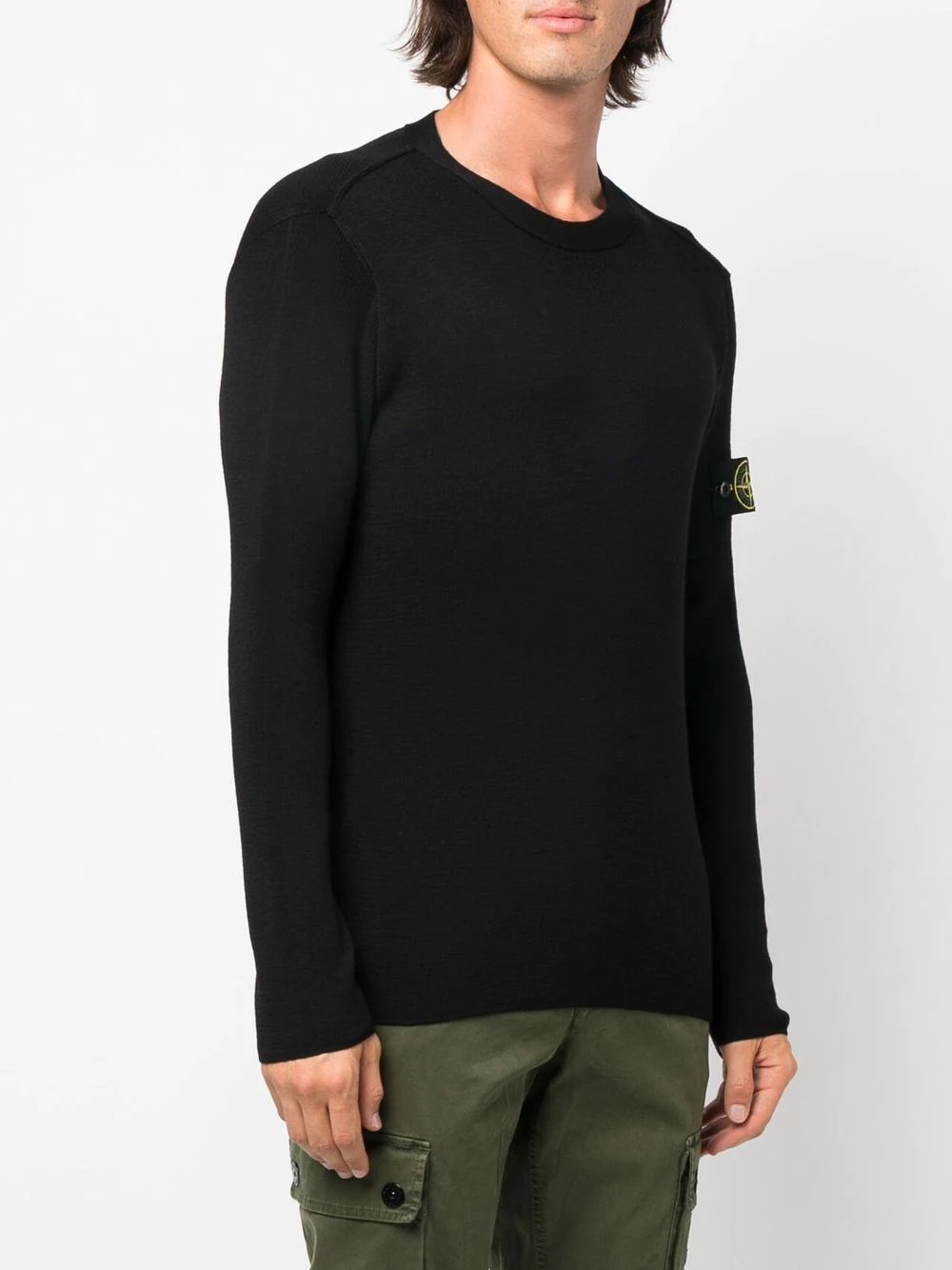 Compass logo-patch ribbed-knit jumper - 3