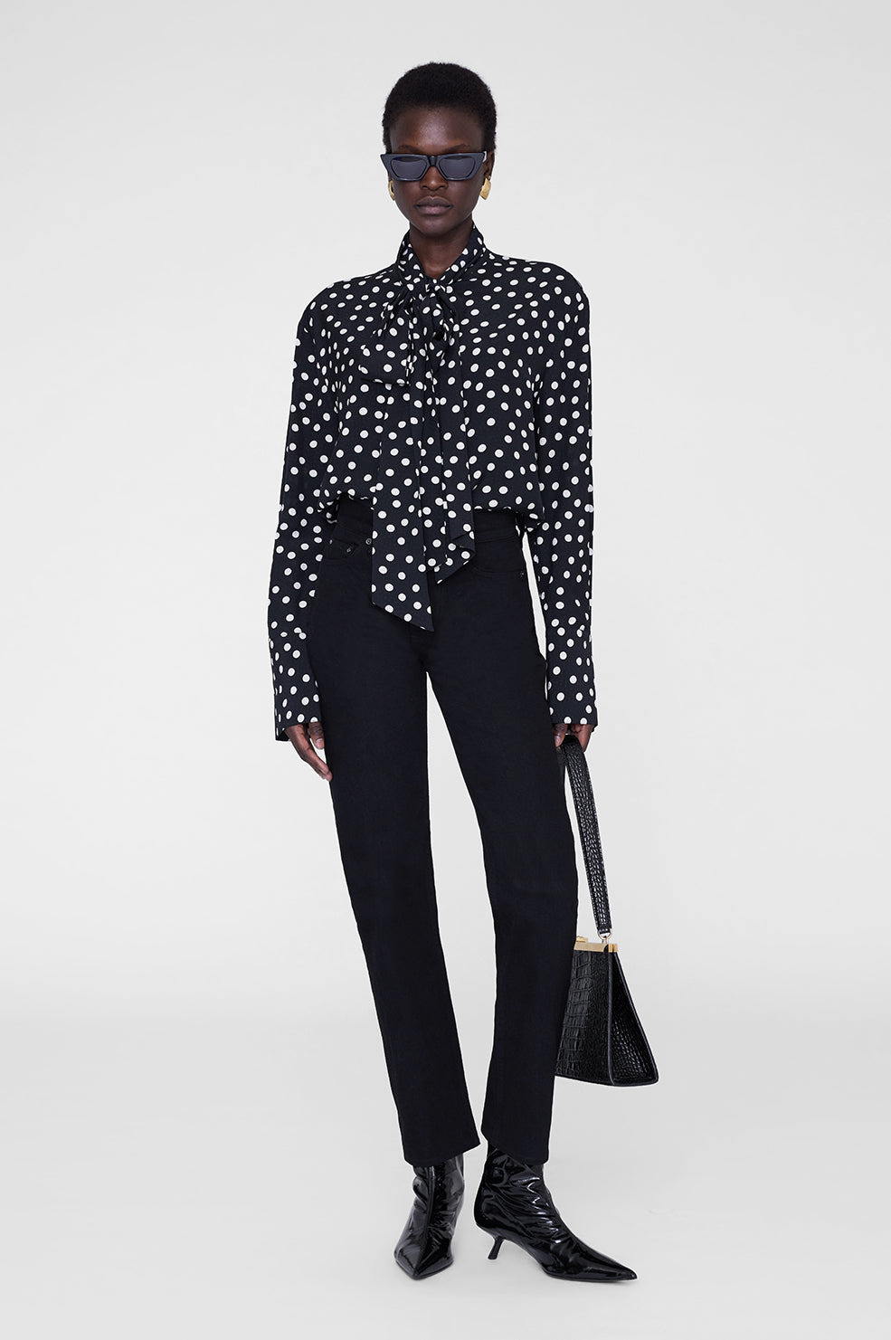 Ruby Shirt - Black And White Double Dot Jacquard - 2