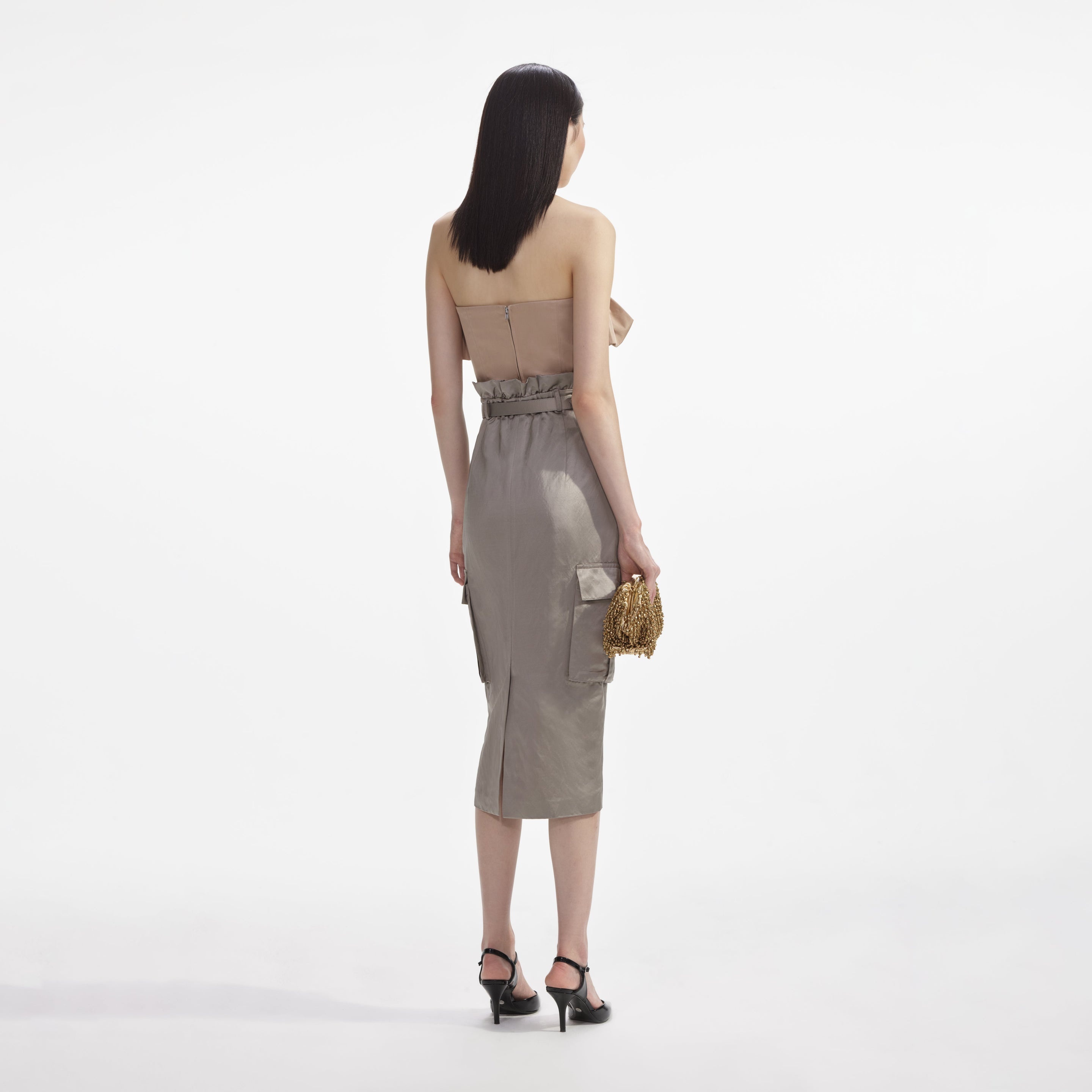 Beige Taffeta Bandeau Top - 3