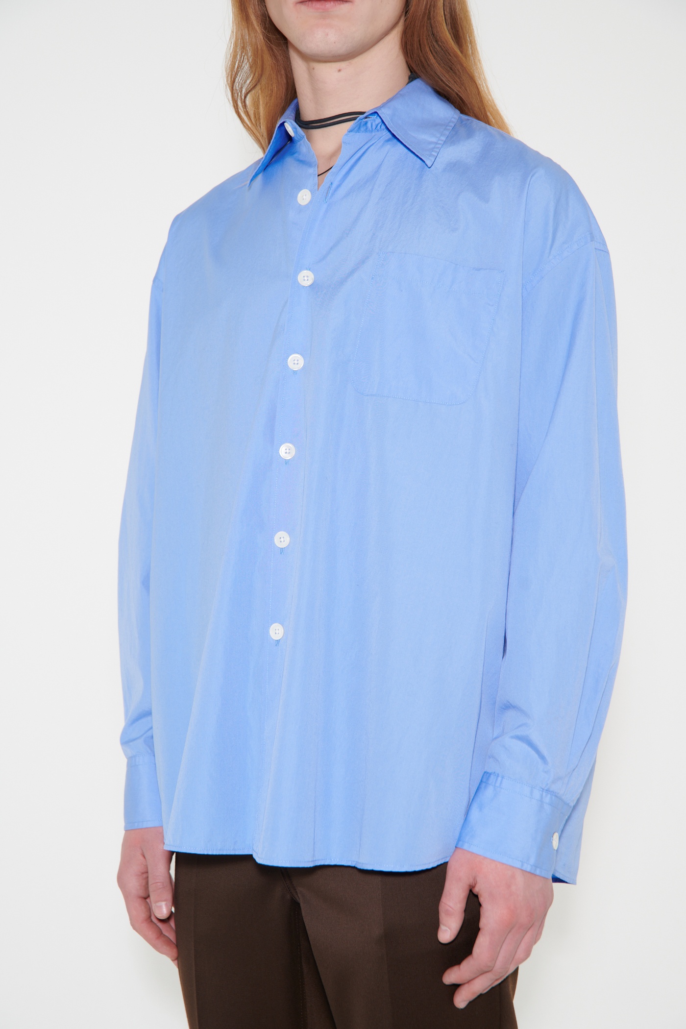 Borrowed Shirt Police Blue Poplin - 4