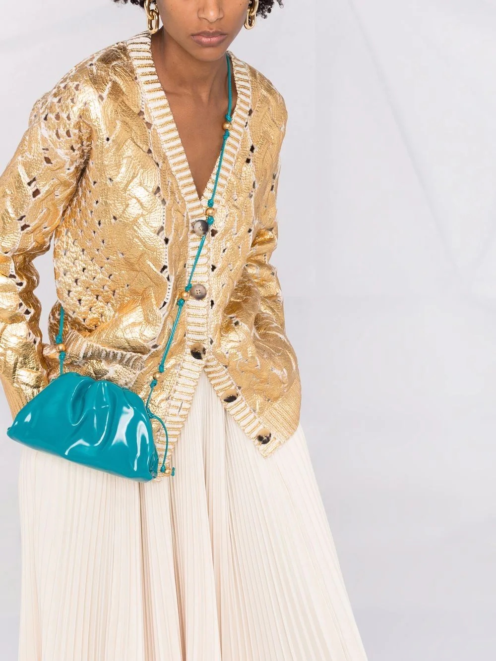 metallic-effect V-neck cardigan - 5
