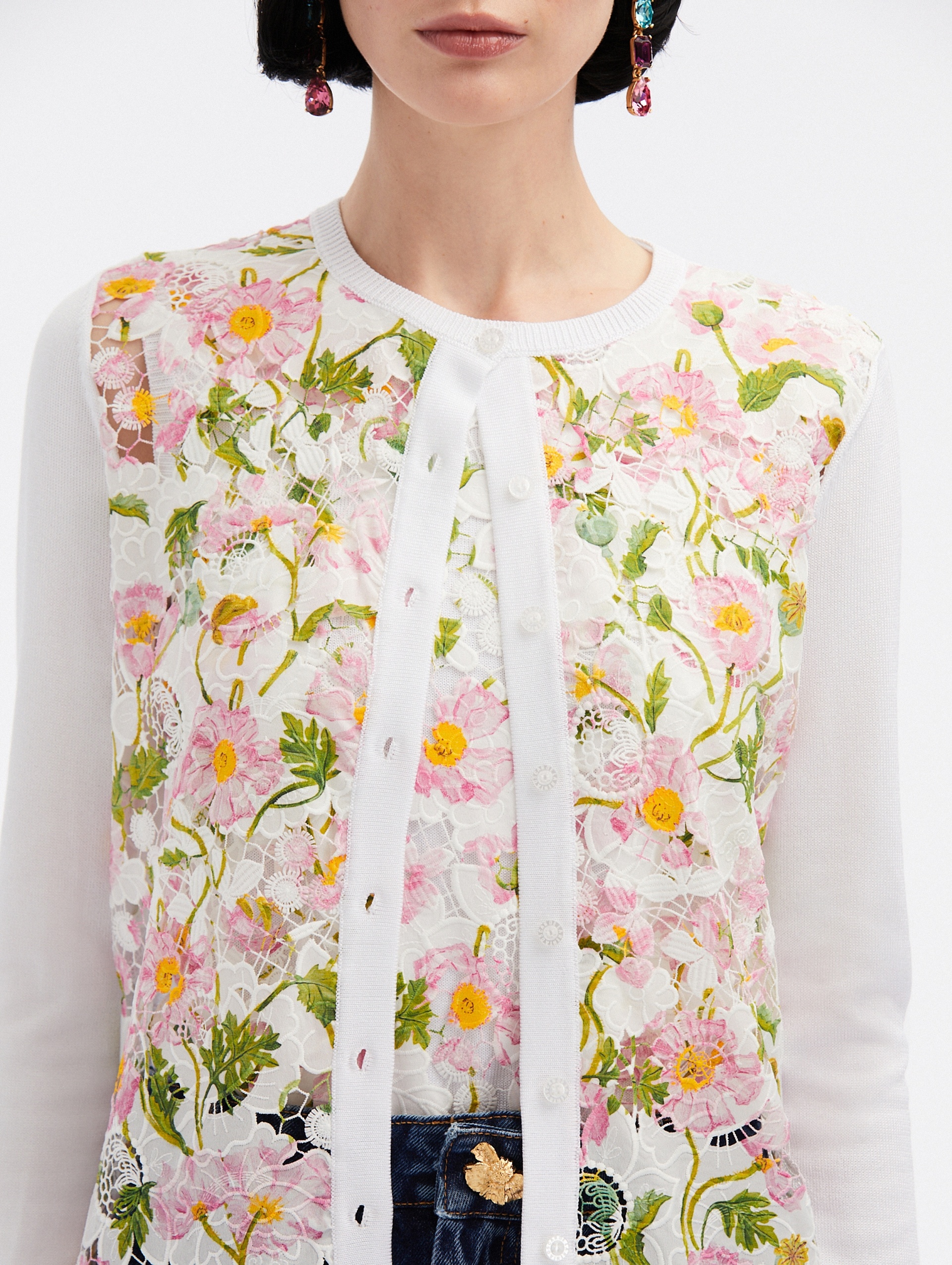 MIXED BOTANICAL PRINTED INSET CARDIGAN - 4