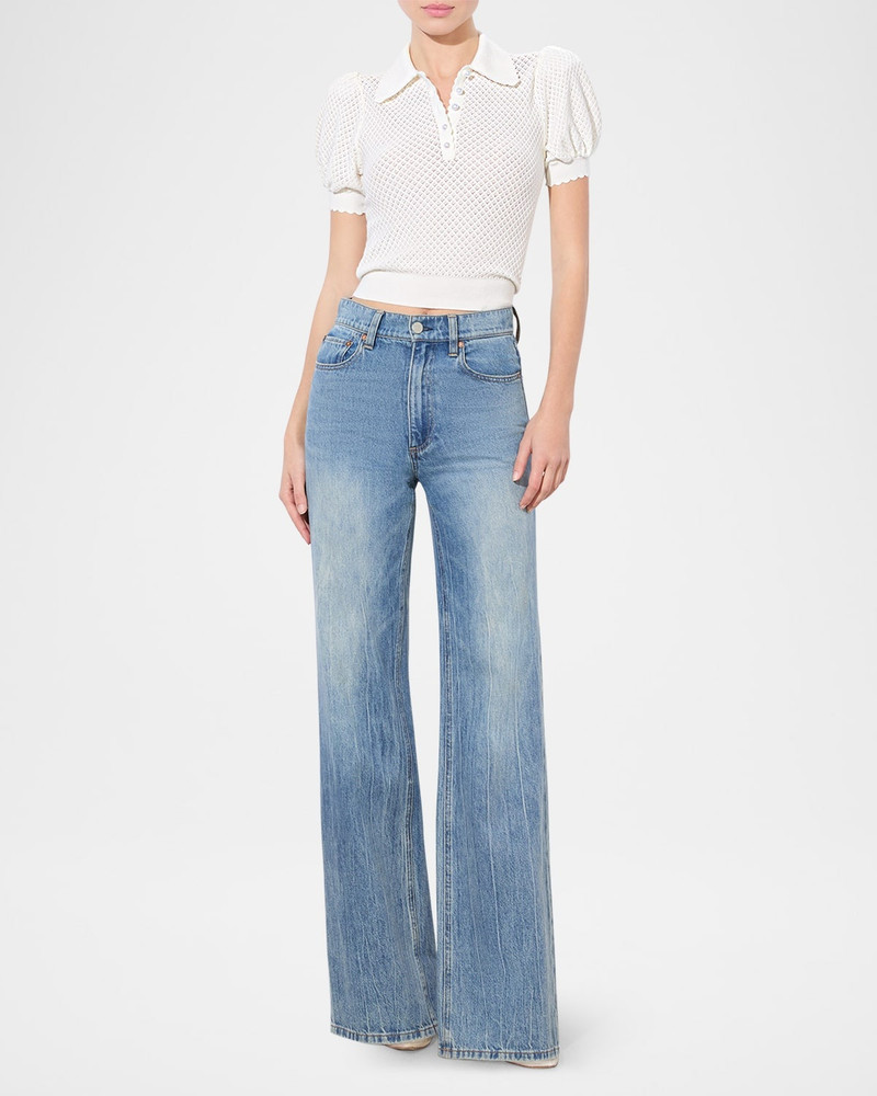 Alice + Olivia Ramona Pointelle Polo outlook