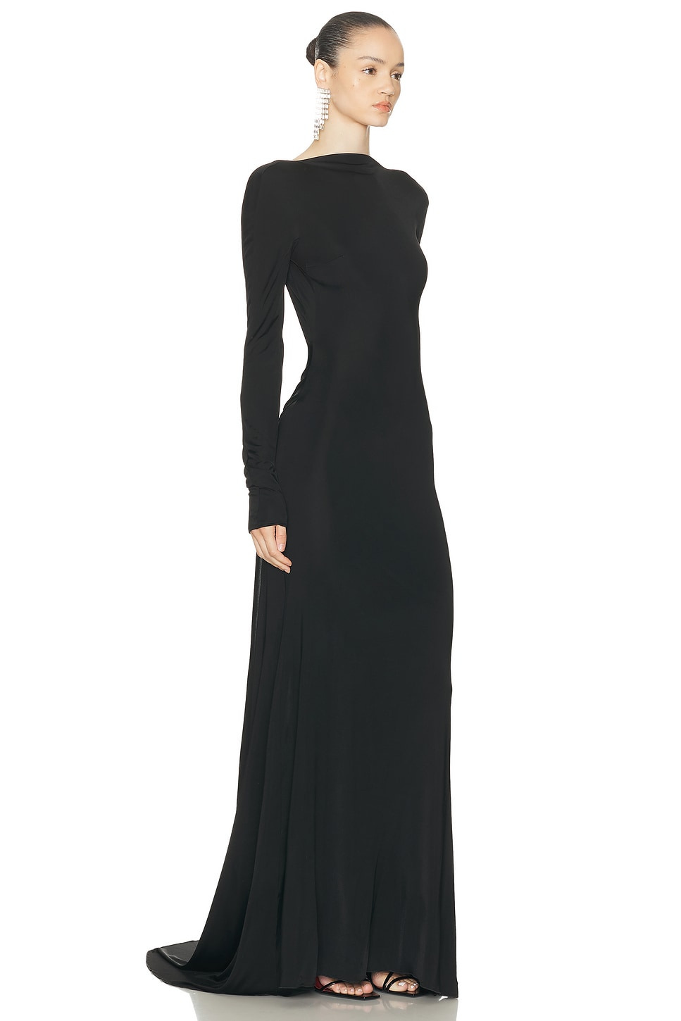 Open Back Long Sleeve Gown - 3