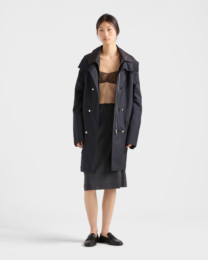 Prada Single-breasted kid mohair and Re-Nylon coat outlook