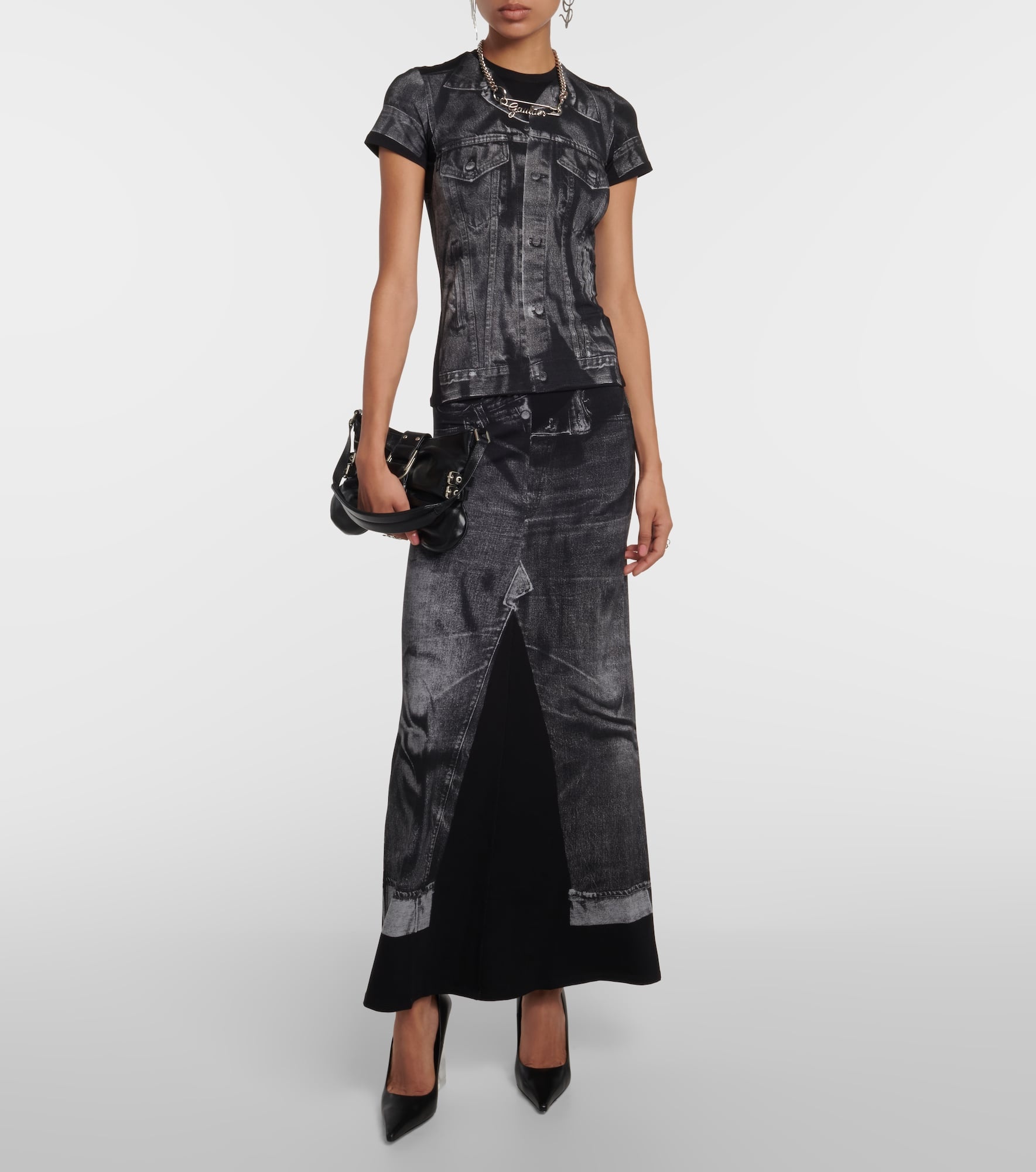 Trompe l'œil jersey maxi skirt - 2