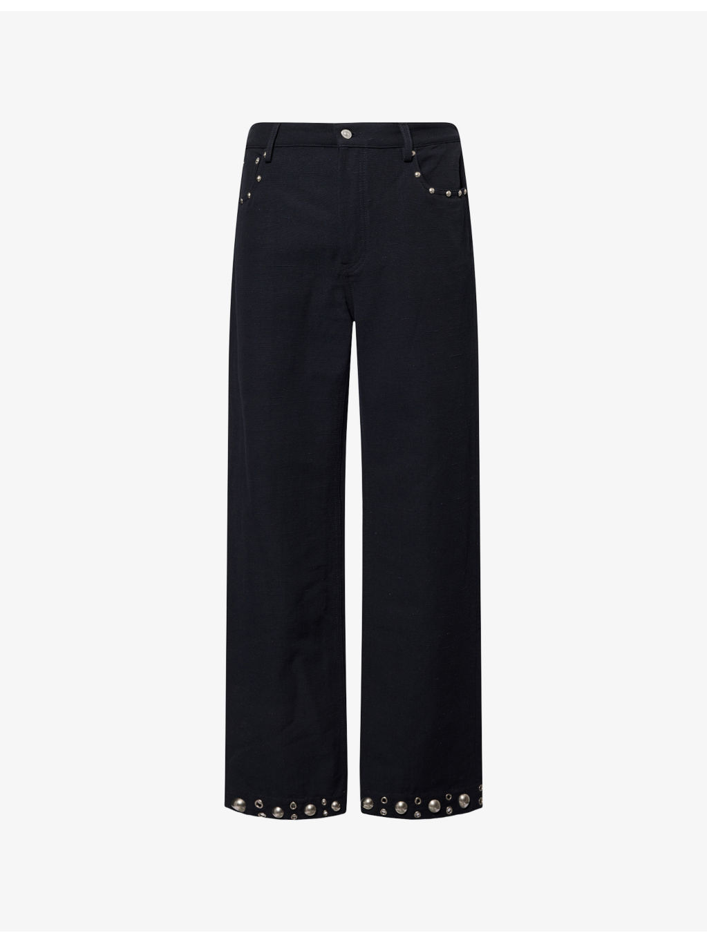 Eye-let Stud Embellishment Straight-leg Denim Jeans - 1