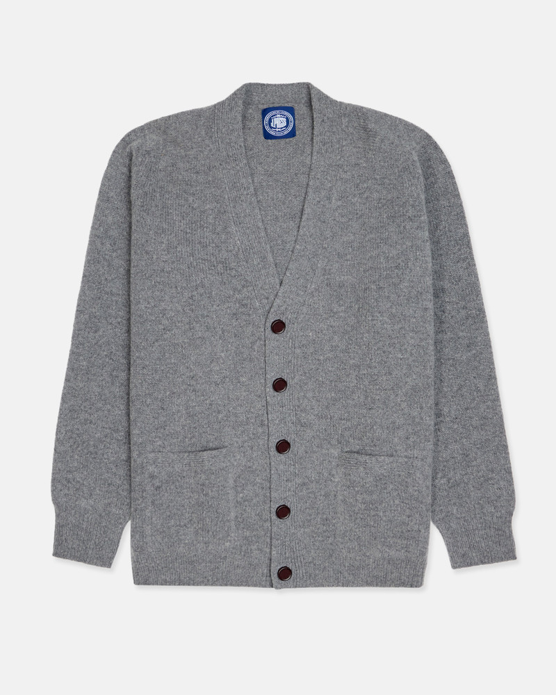 J. PRESS HEATHER GREY LAMBSWOOL CARDIGAN SWEATER outlook