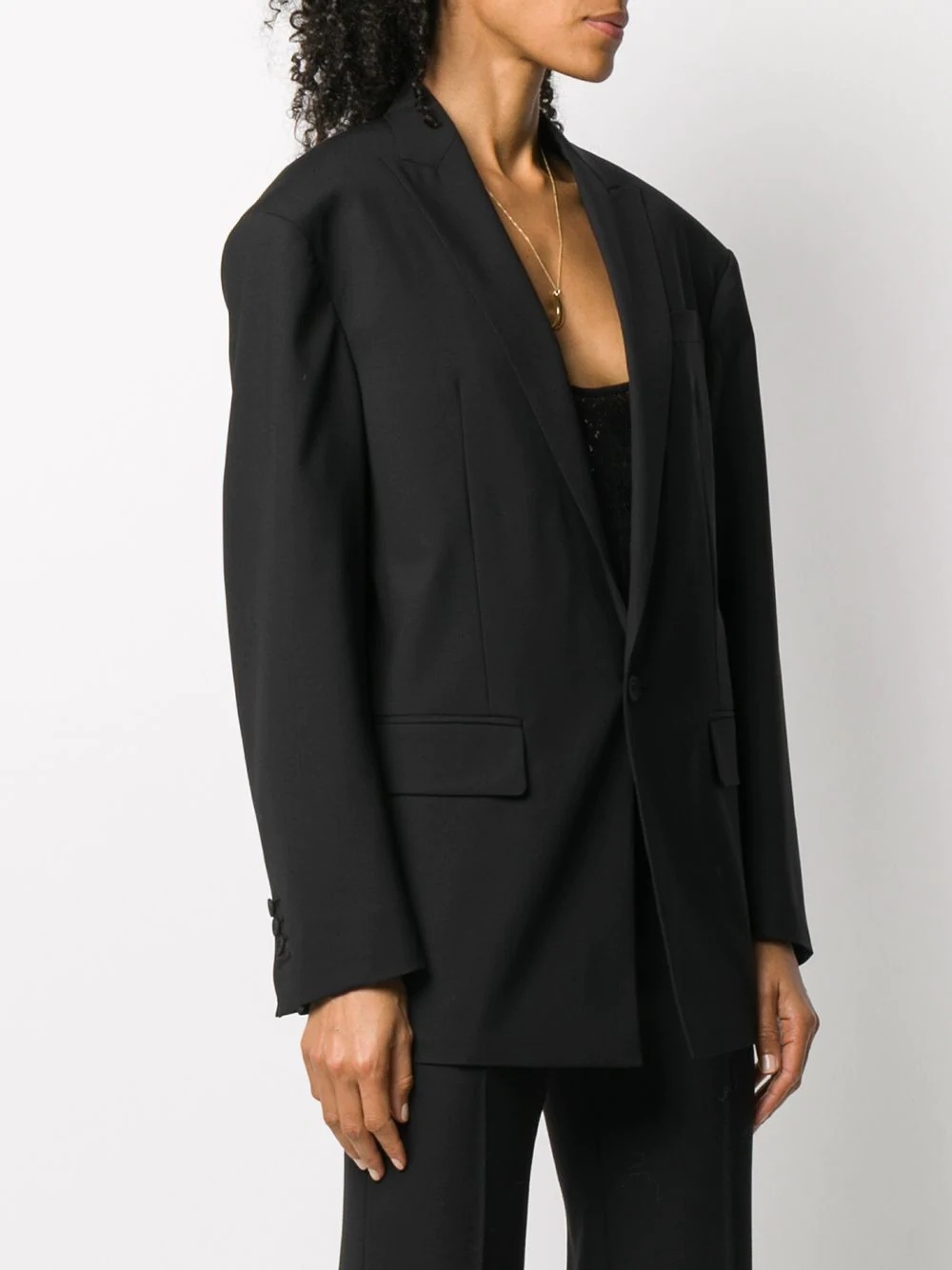 extended-shoulder single-breasted blazer - 3