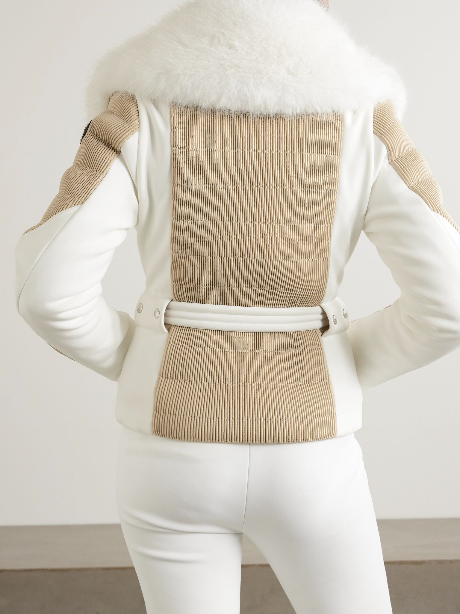 Gitu belted two-tone ski jacket Beige - 3