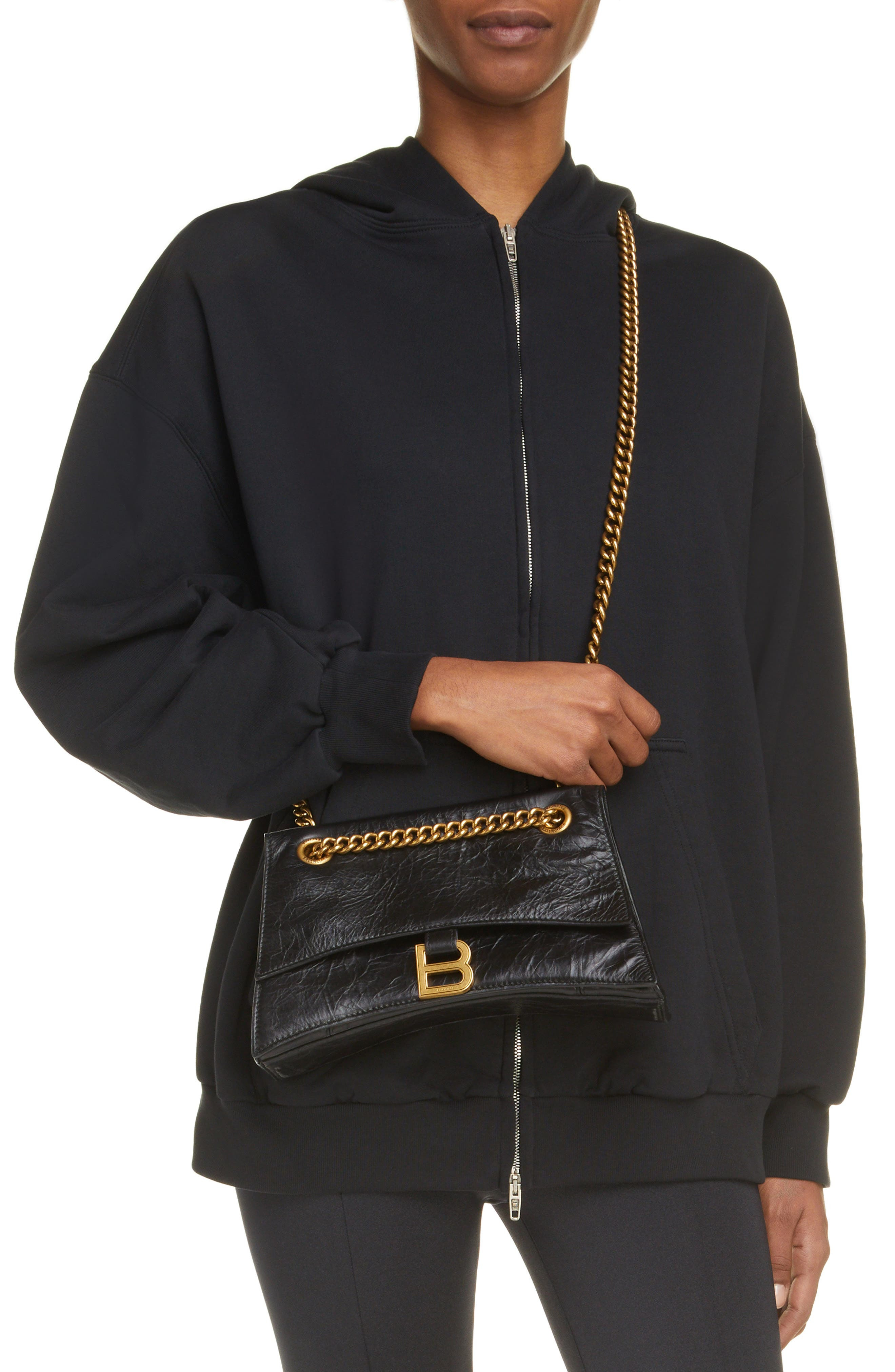 Hourglass Quilted Crushed Leather Wallet on a Chain - 7
