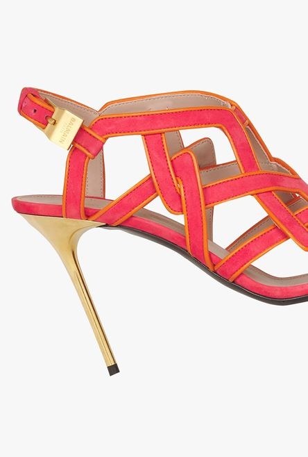 Fuchsia pink and light orange suede Urania sandals - 6