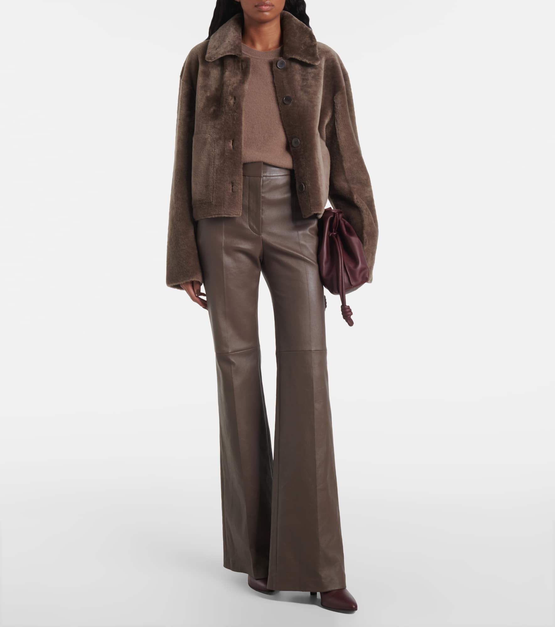 Tafira mid-rise leather flared pants - 2