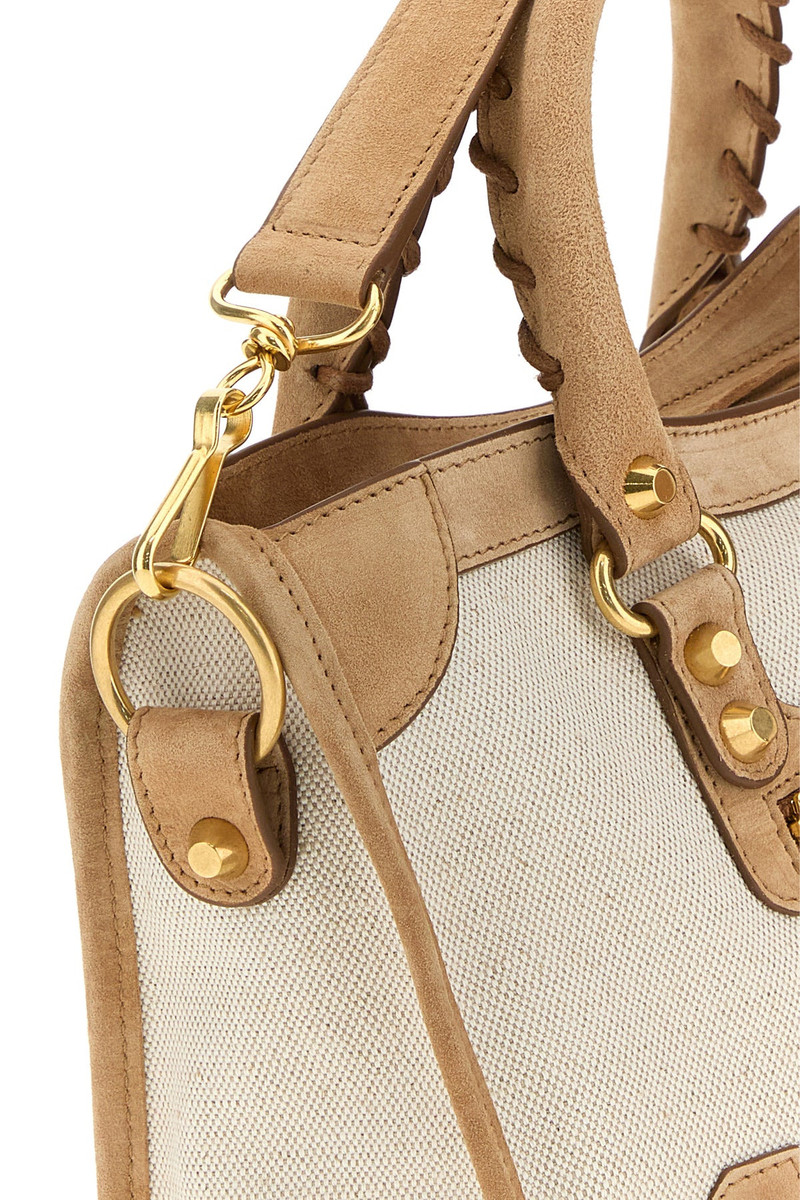 Two-tone canvas and suede small Le City handbag 4