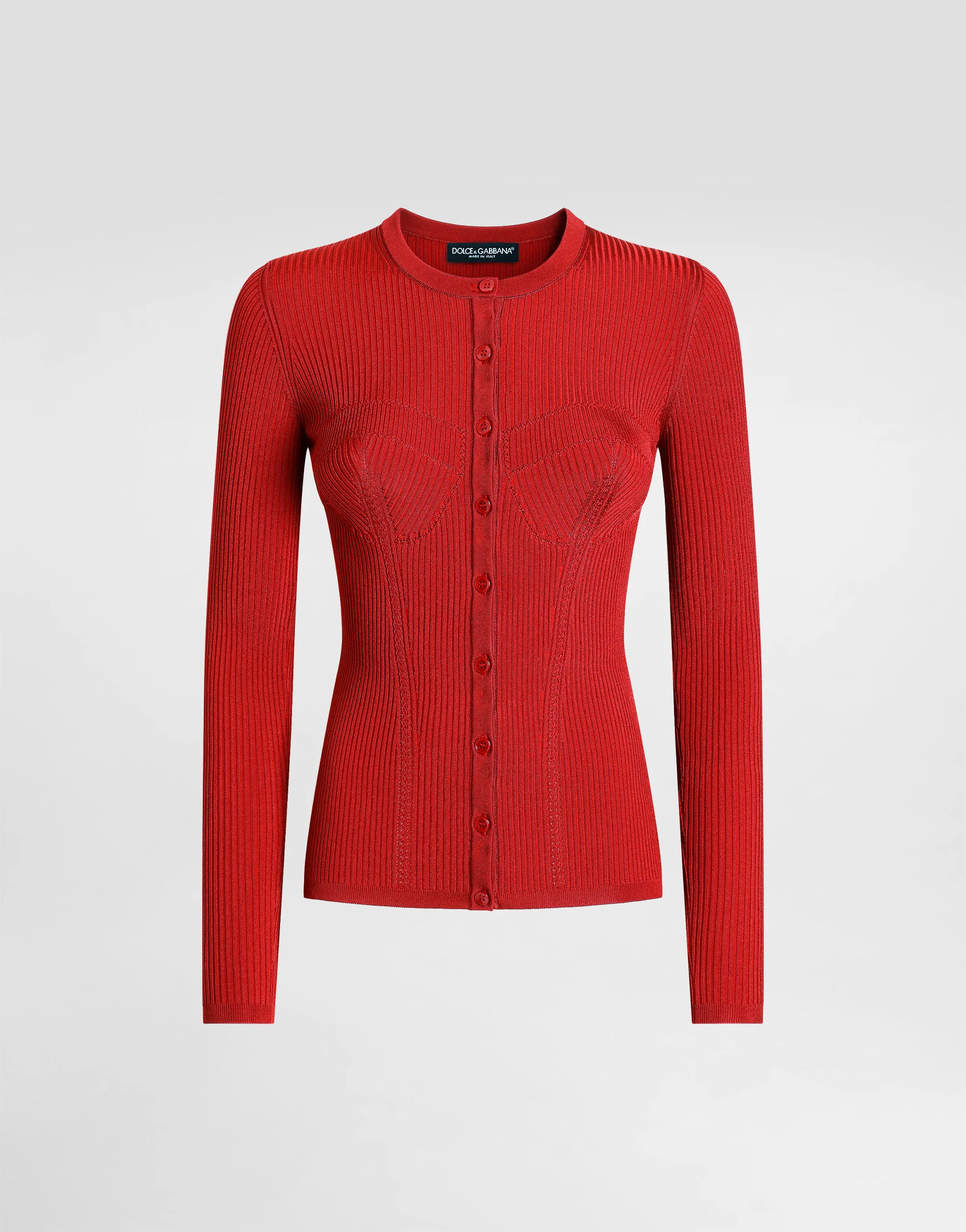 Ribbed viscose knit cardigan - 1