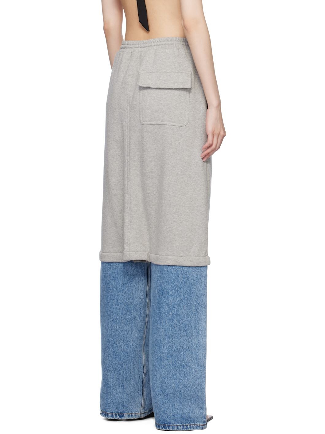 Gray & Blue Shorts Layered Denim Lounge Pants - 3