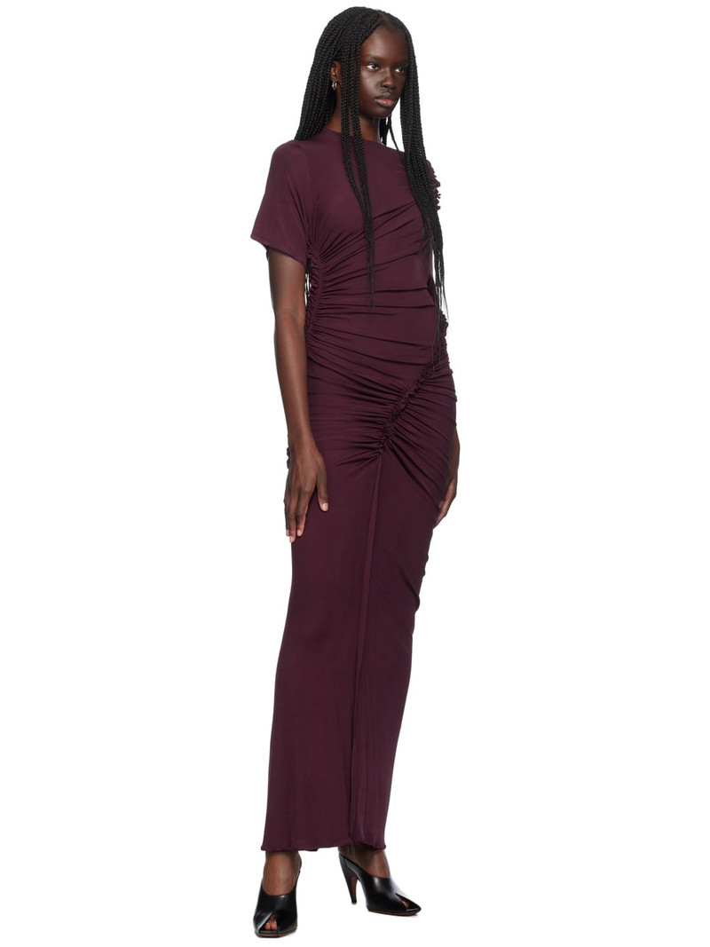 ATLEIN Purple Asymmetric Ruched Maxi Dress outlook
