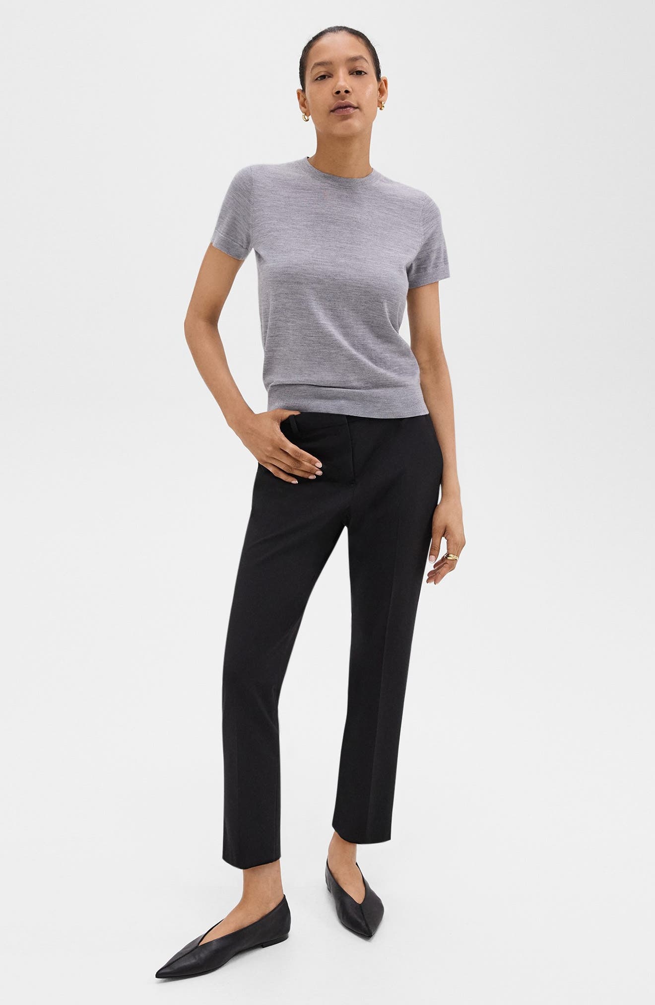 Theory Treeca 2 Crop Suit Pants in Black at Nordstrom - 8
