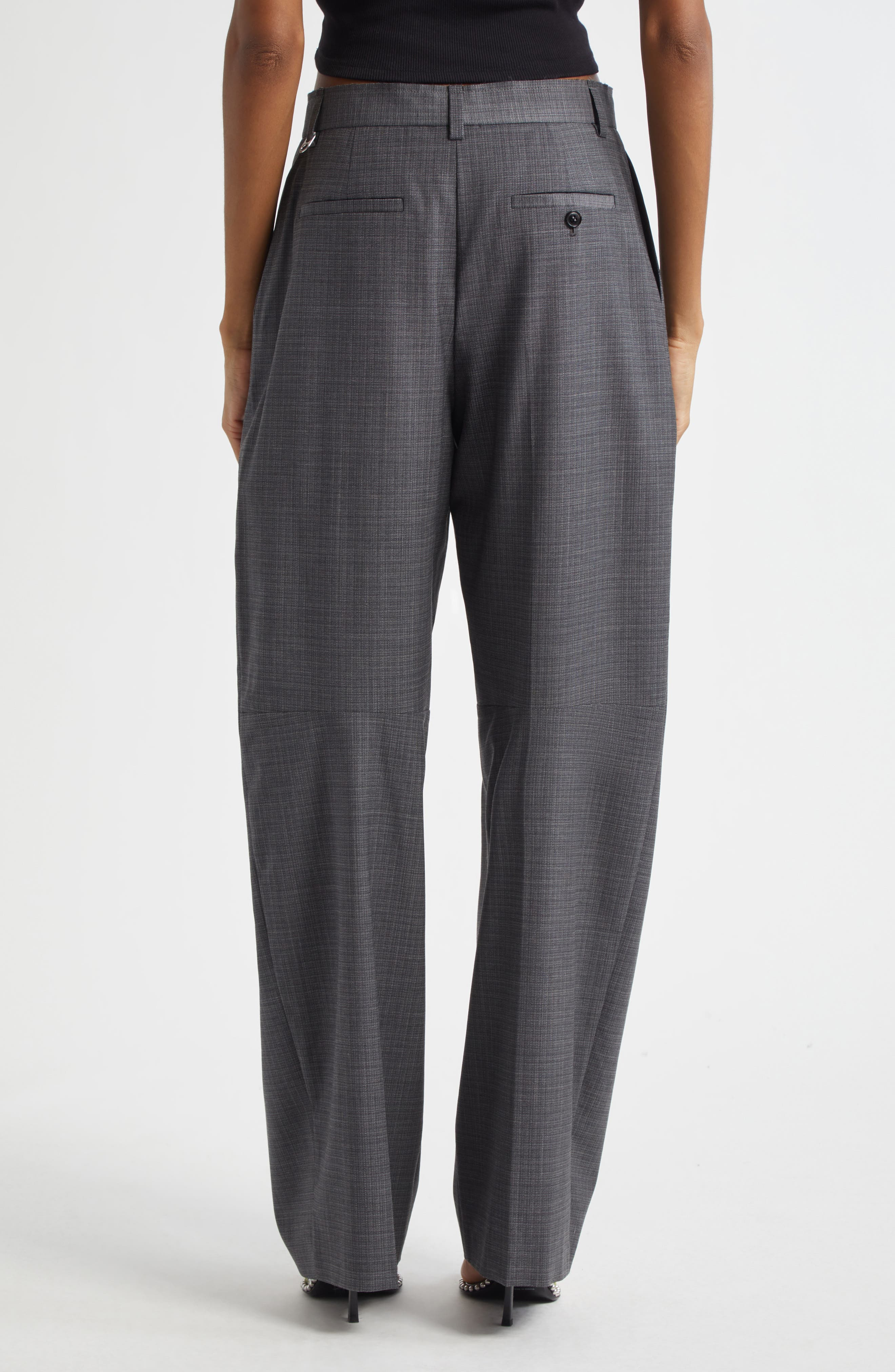 Alexander Wang Pleated Balloon Leg Pants with Detachable Chain Detail in Dark Grey Melange at Nordst - 2