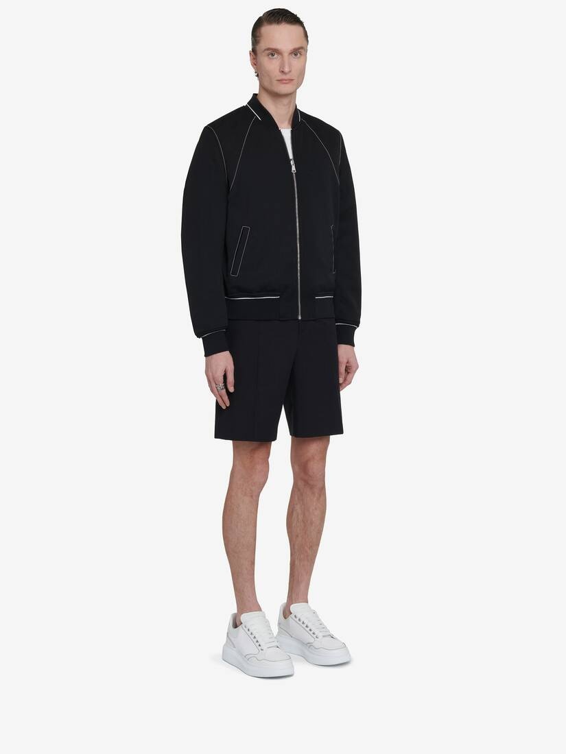 Men's Reversible Harness Bomber Jacket in Black - 4