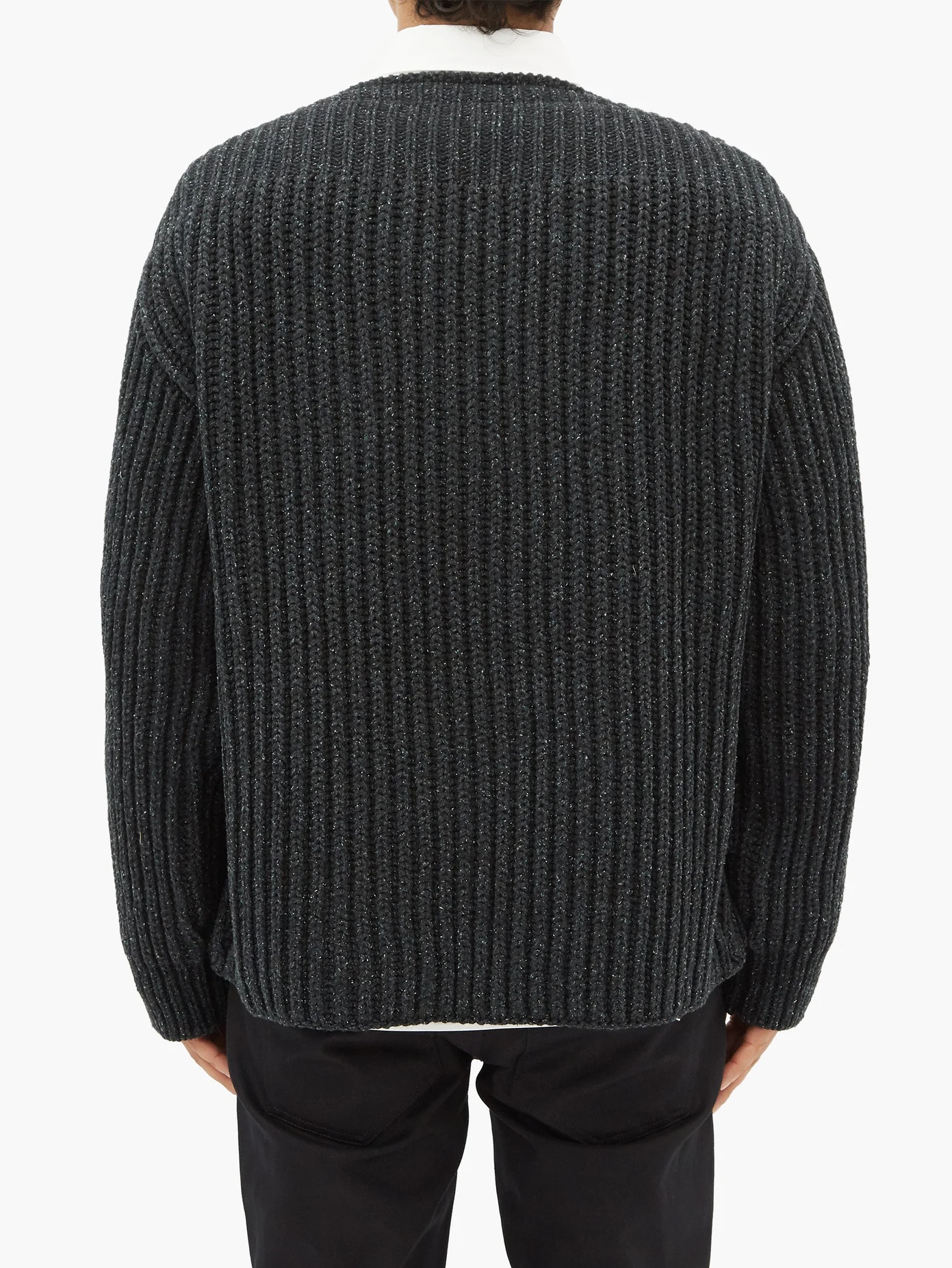 Oversized boat-neck ribbed sweater - 5