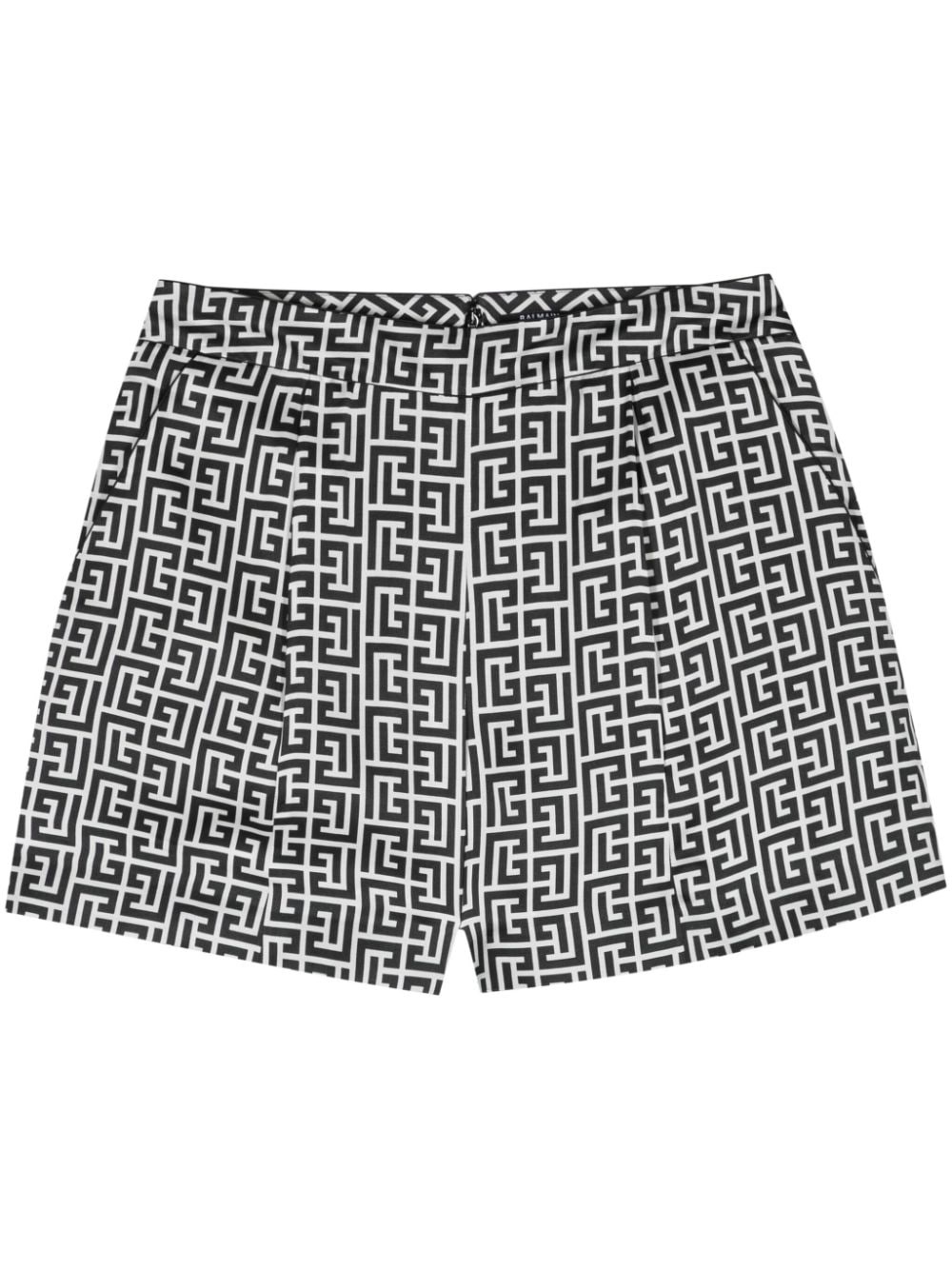 monogram-print satin shorts - 1