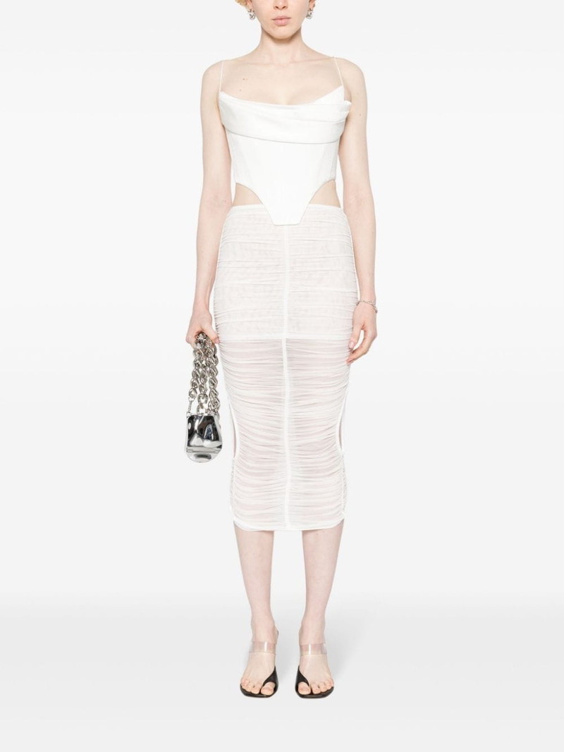MUGLER mesh ruched midi skirt outlook