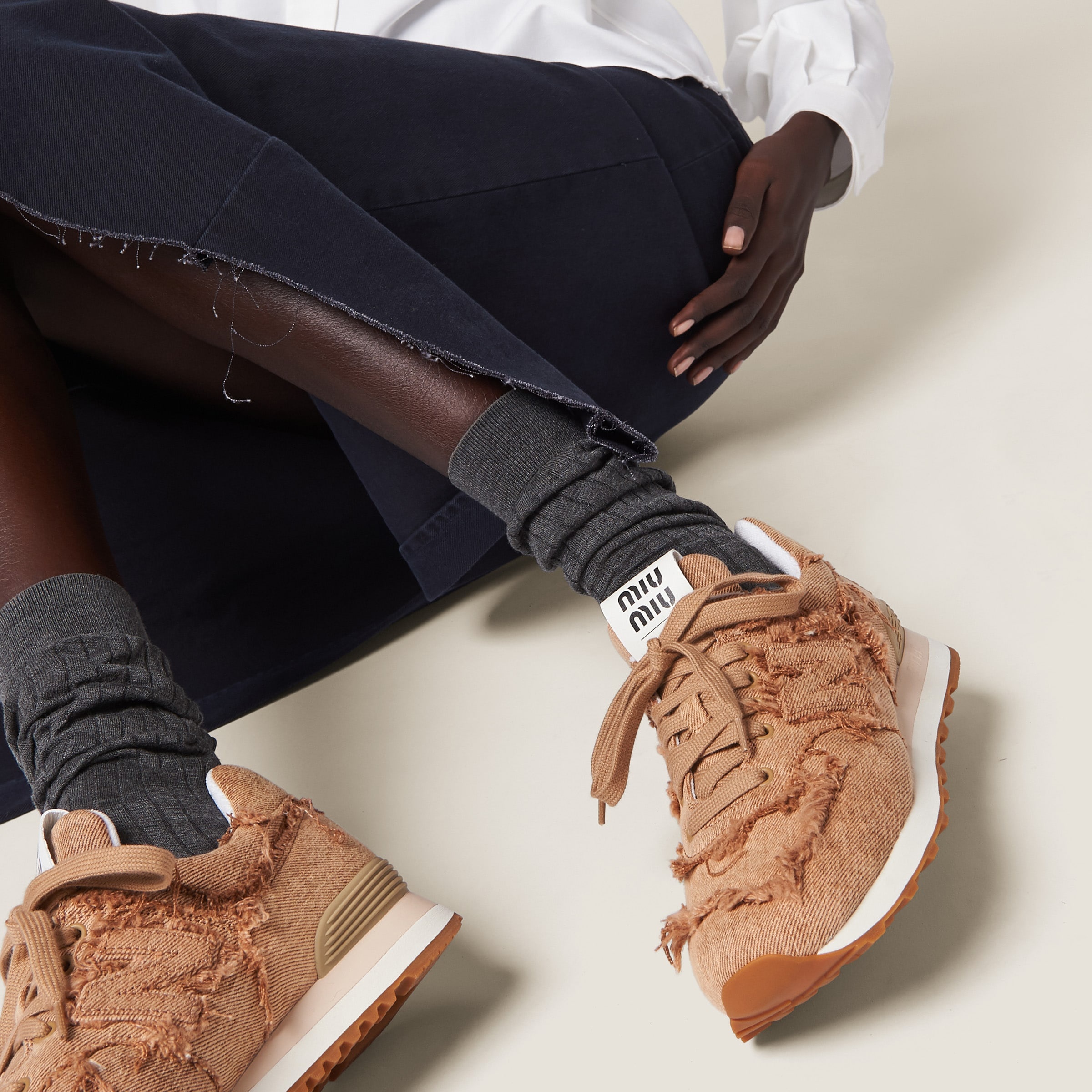 New Balance 574 x Miu Miu marbleized denim sneakers - 6