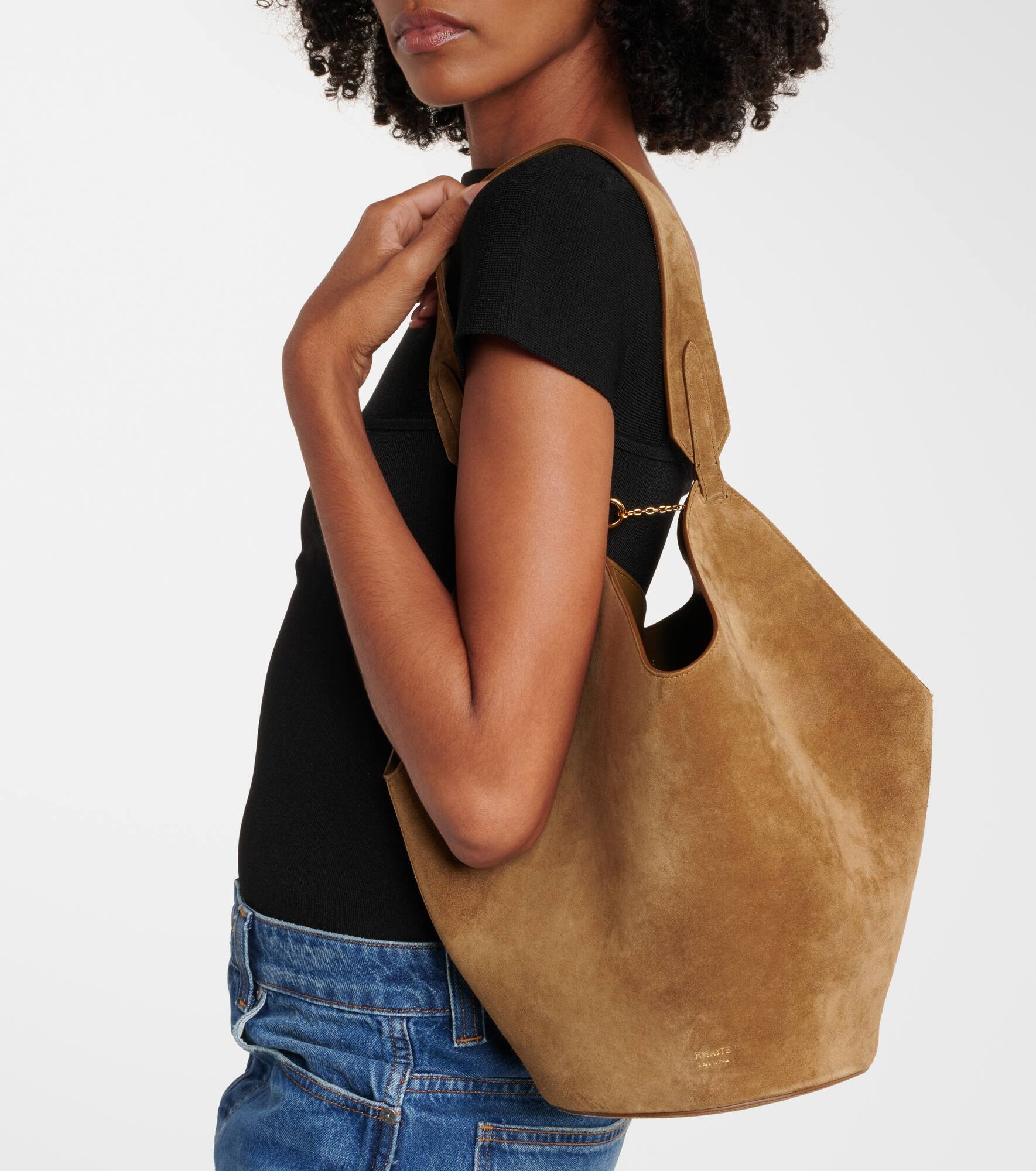 Lotus Small suede tote bag - 7