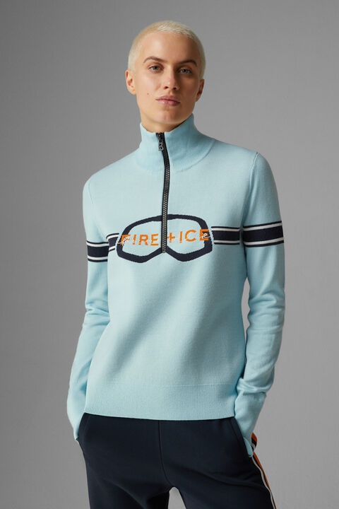 Azra Half-zip knitted pullover in Ice blue - 2