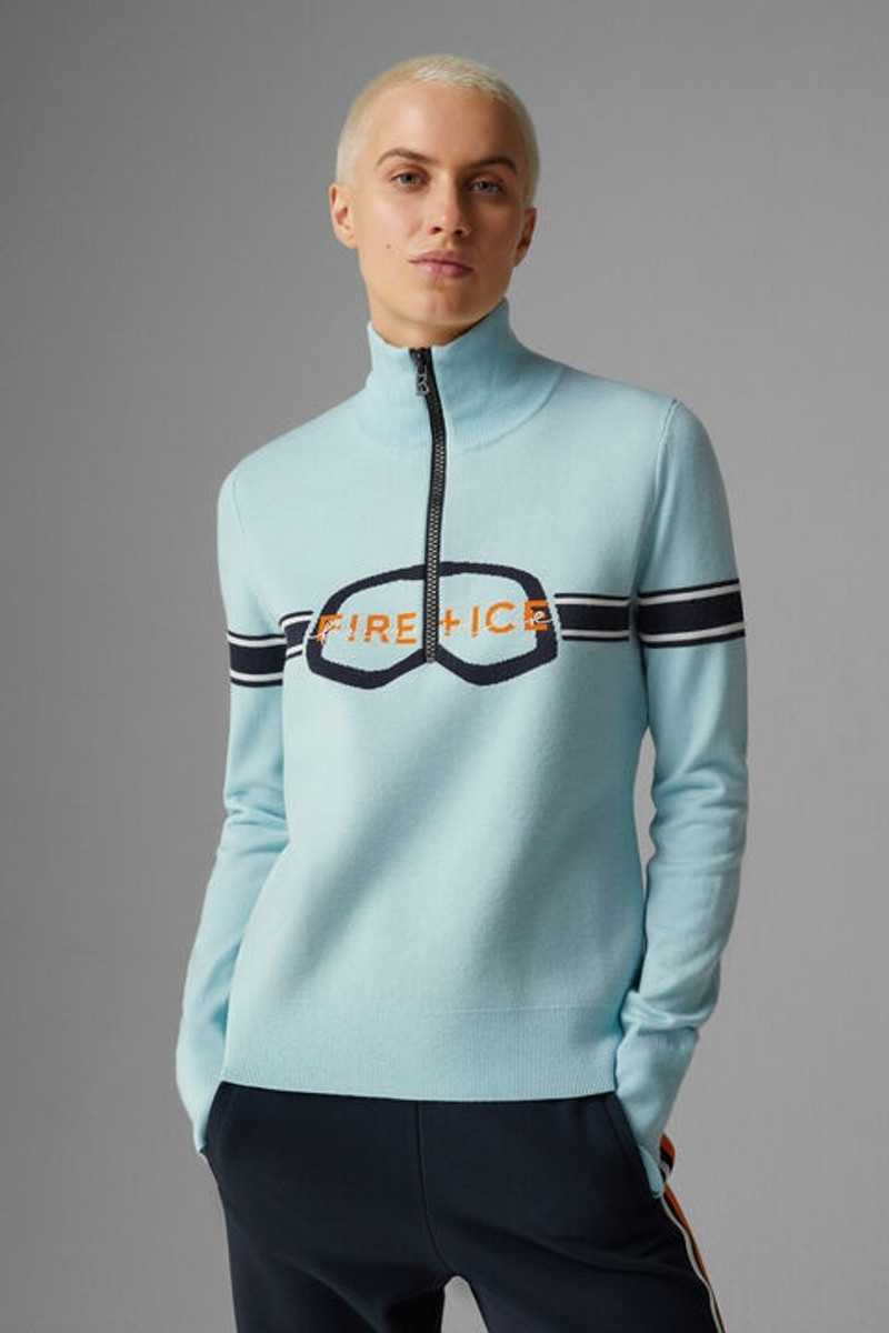 Azra Half-zip knitted pullover in Ice blue 2