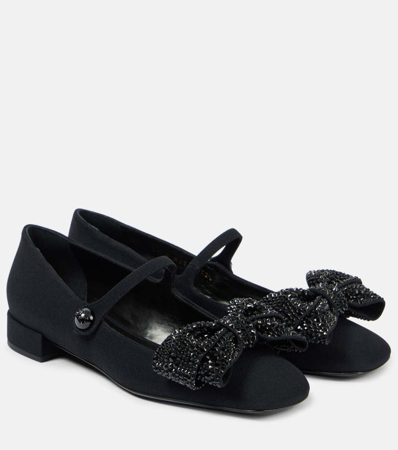 Bowjane embellished crêpe Mary Jane flats - 1
