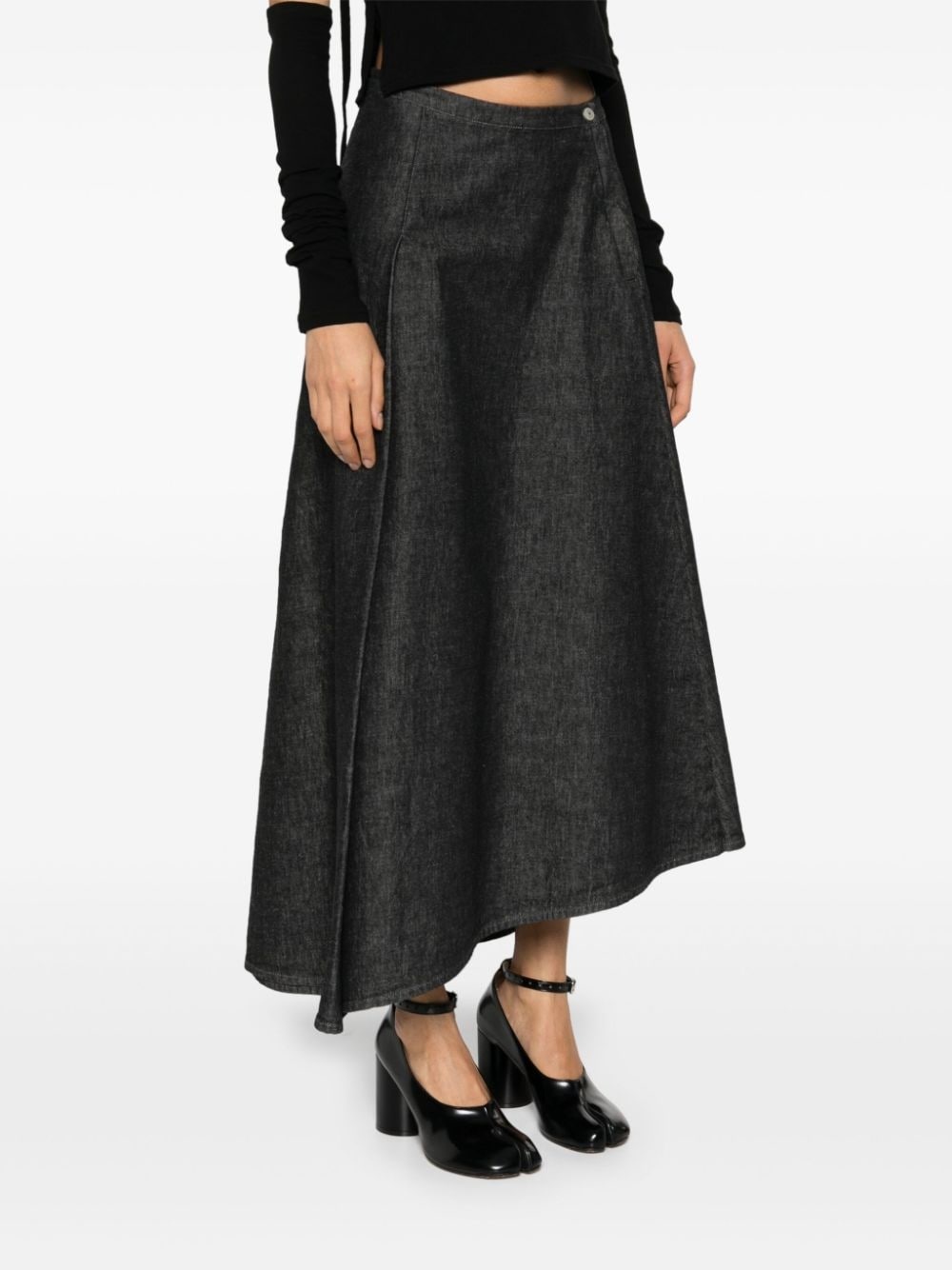 pleat-detail A-line skirt - 3