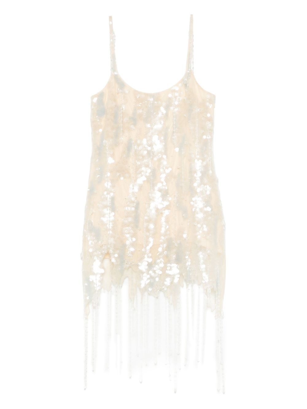 sequinned fringed mini dress - 1
