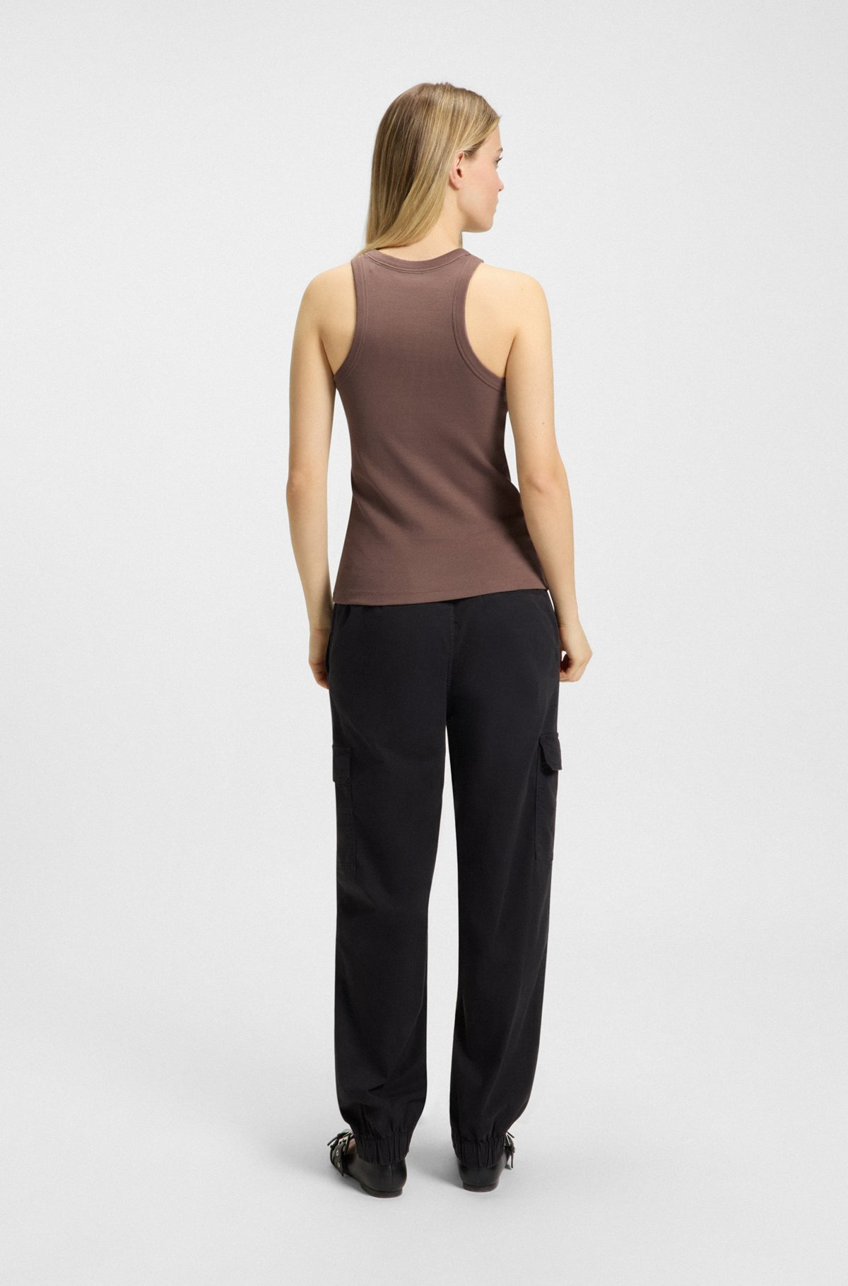 SLIM-FIT STRETCH-COTTON TOP WITH BLUE LOGO BADGE - 4