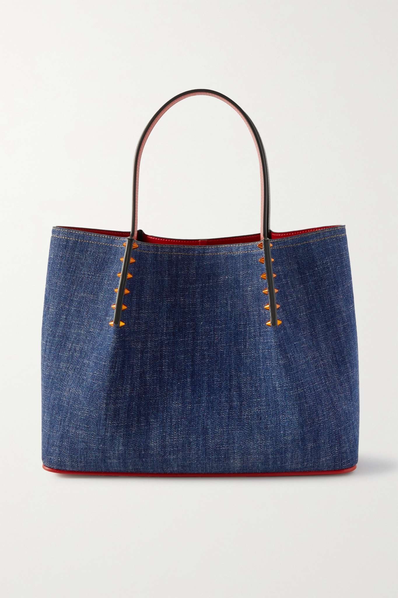 Cabarock small spiked denim and leather tote - 1