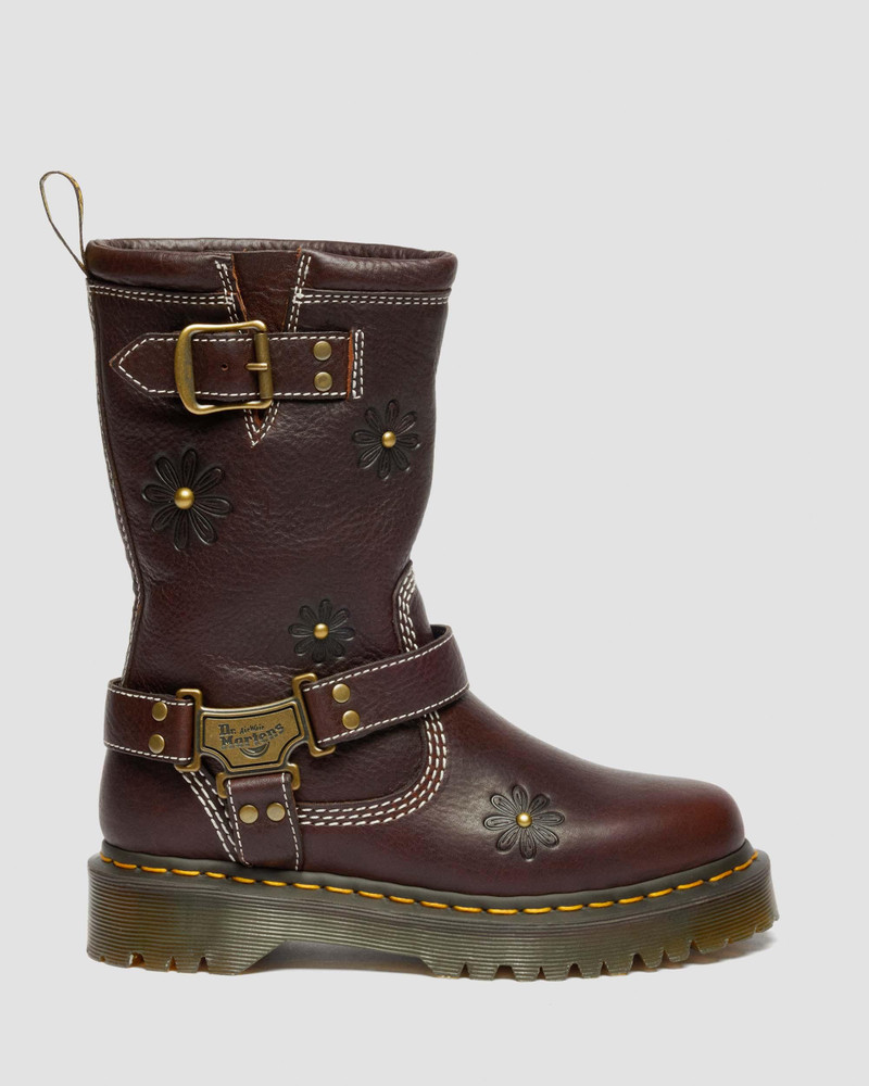 Anistone Hi Flower Grizzly Leather Biker Boots 1