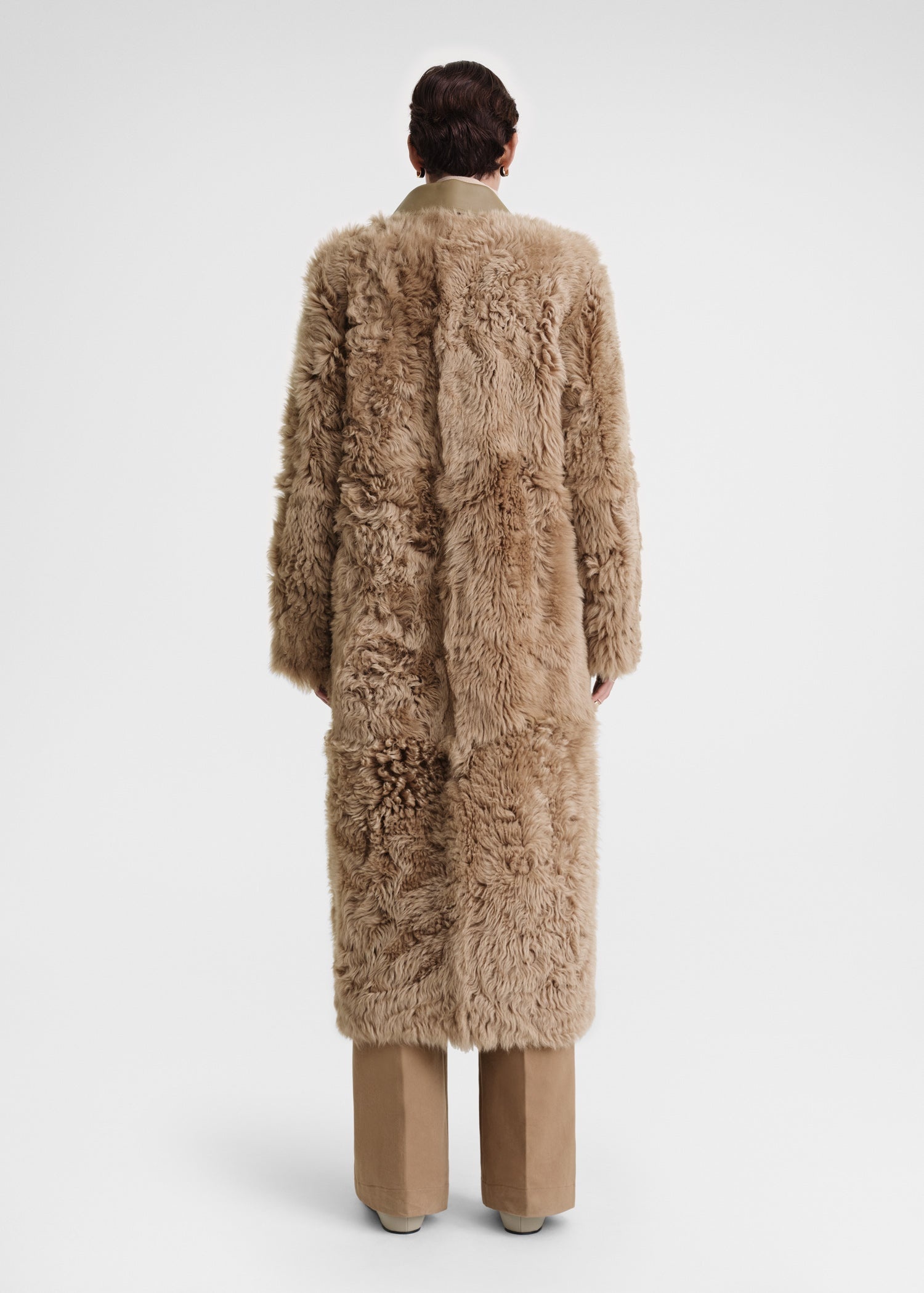 Curly shearling coat biscuit - 4