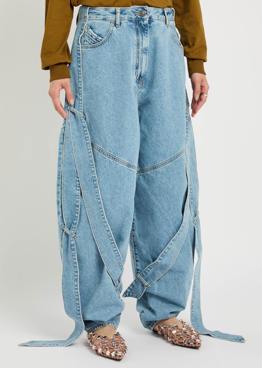The Attico Tie-embellished Barrel-leg Jeans - 2