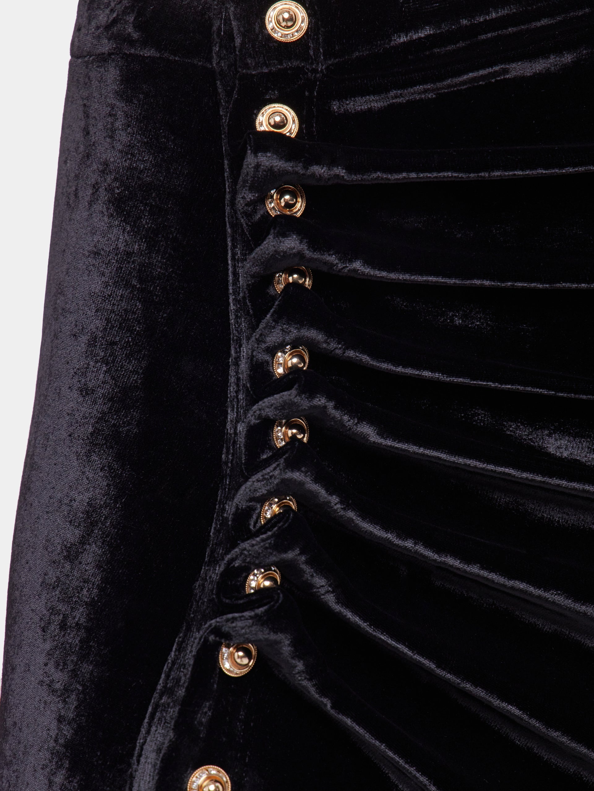 BLACK LONG DRAPED SKIRT IN VELVET - 5