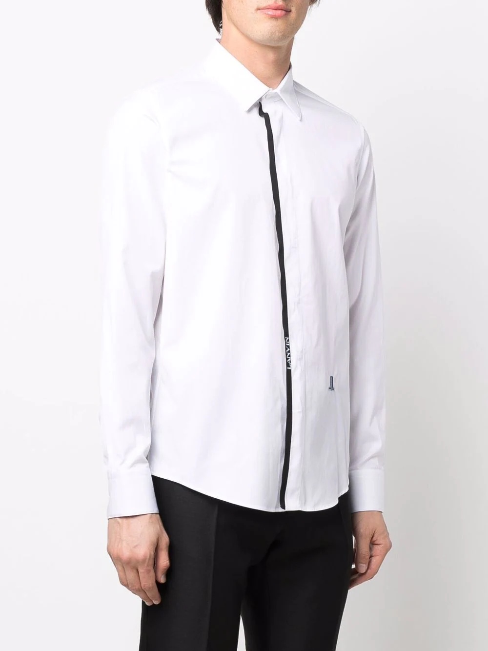 logo-tape cotton shirt - 3