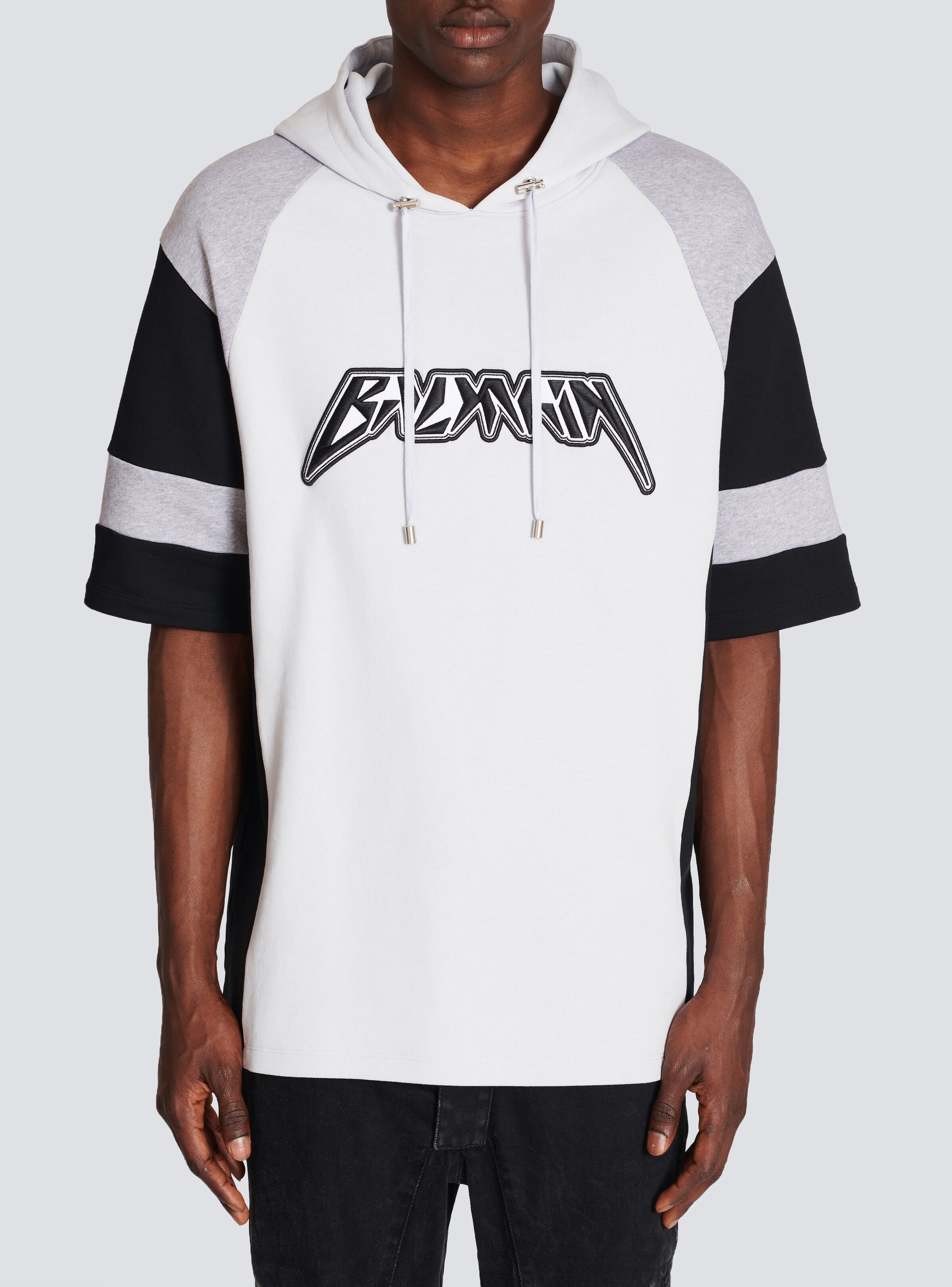 Oversized cotton hoodie with embroidered Balmain logo - 5