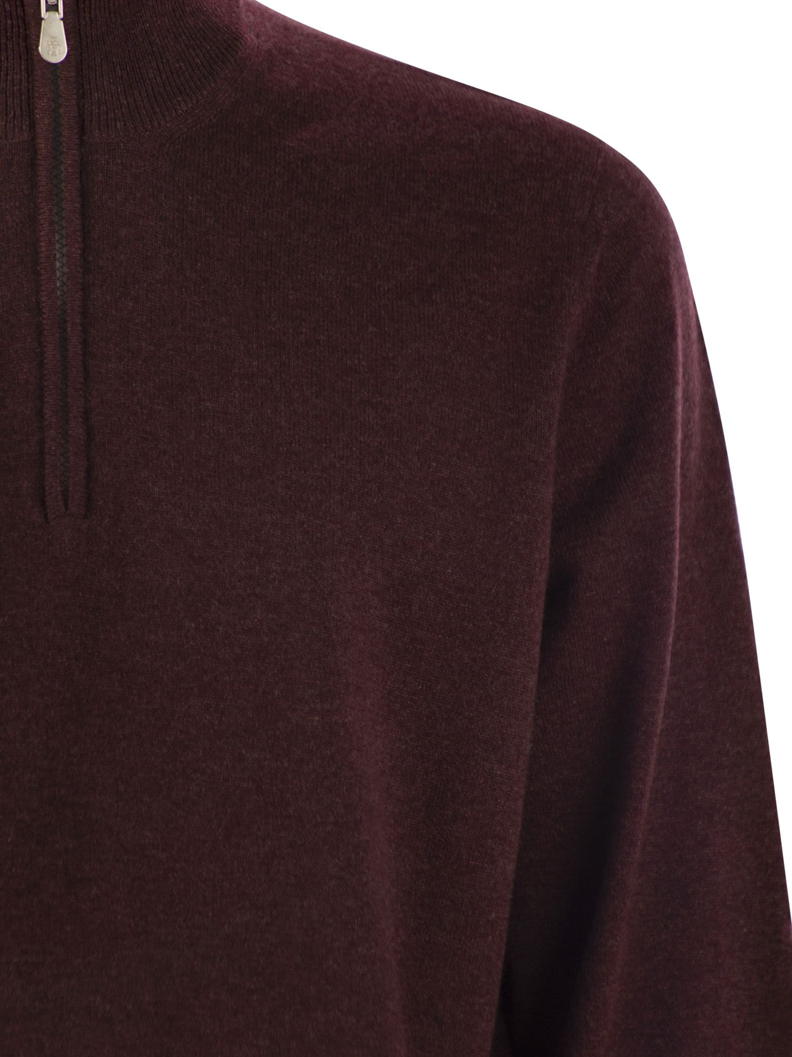 Brunello Cucinelli Men High-Necked Cashmere Sweater With Zip Opening - 4
