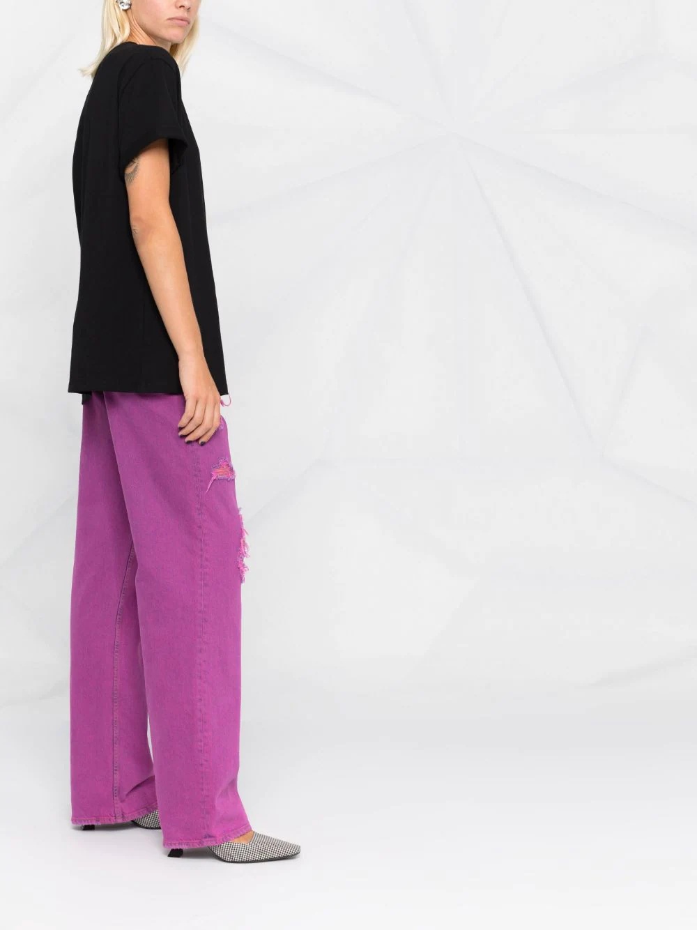 embroidered-logo distressed-effect jeans - 6