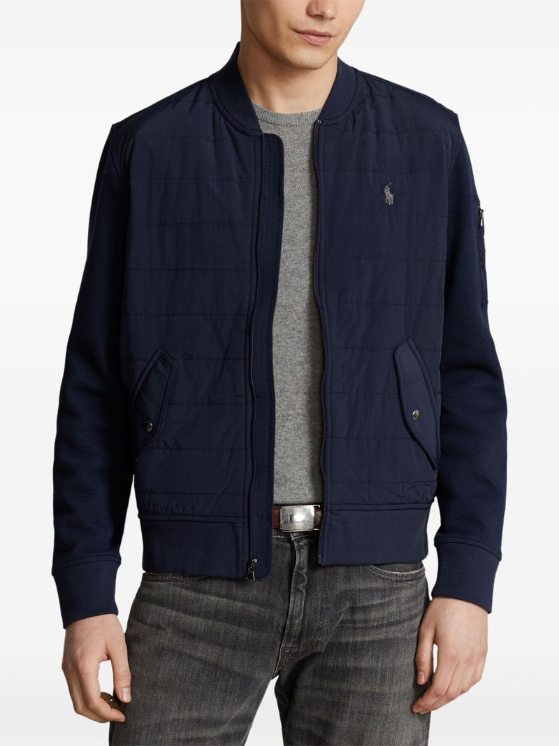 panel-design zip-fastening bomber jacket 3