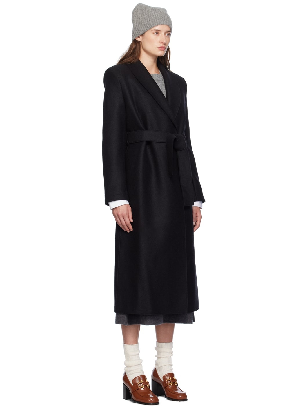Black Shawl Collar Coat - 2