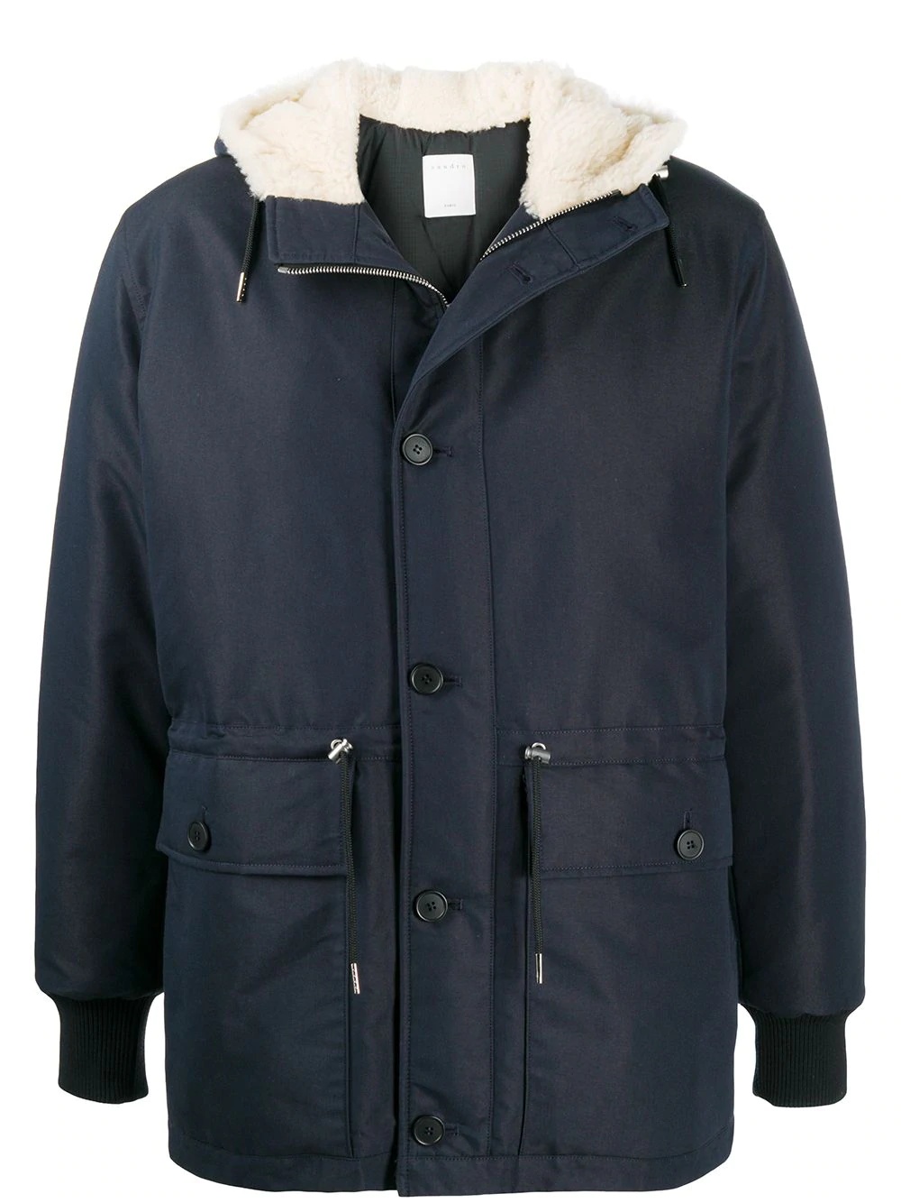 sheepskin hood mid-length parka - 1