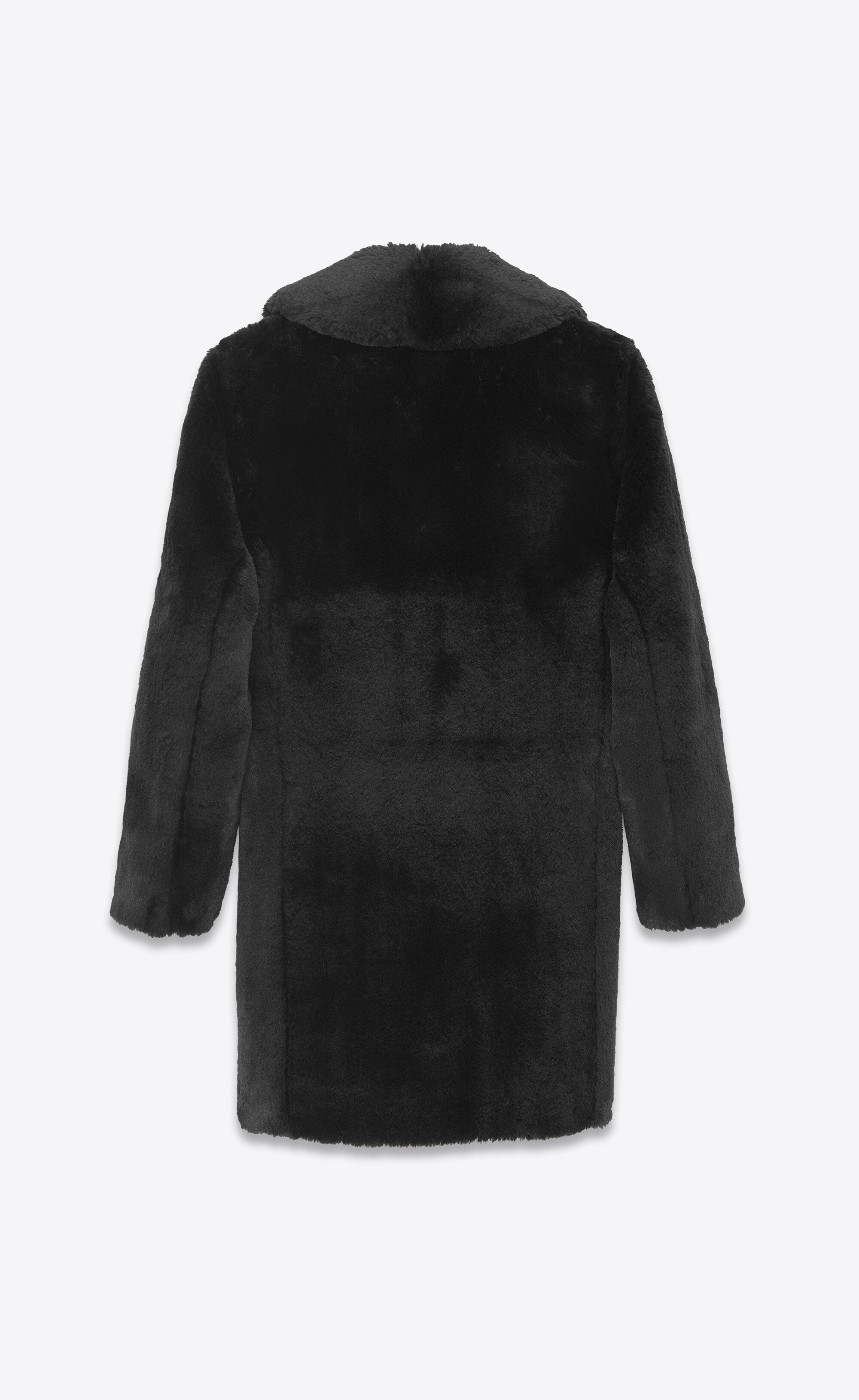 double-breasted peacoat in animal-free fur - 2